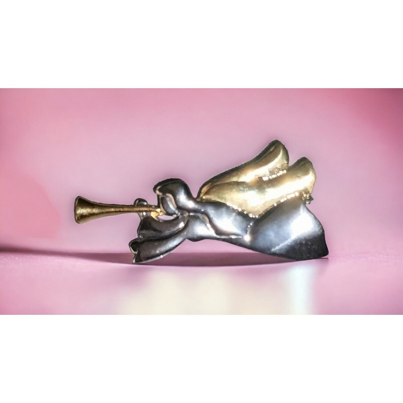 Liz Claiborne Liz Claiborne Angel Brooch Blowing Horn Silvertone Metal Pin Size ONE SIZE - 1 Thumbnail