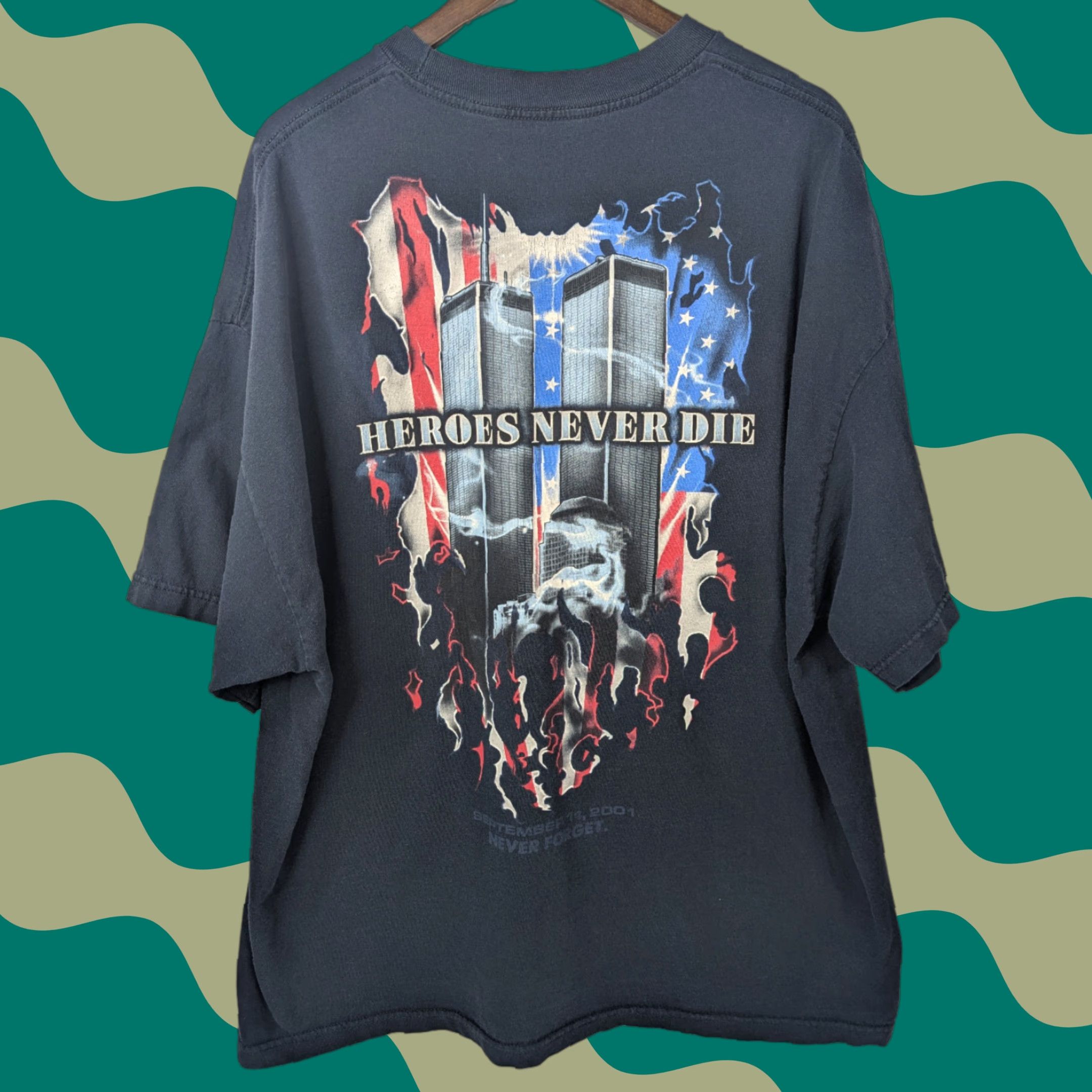 Vintage Sanctioned Violence T-Shirt Mens 3XL Blue Graphic Tee NY FD 911 Twin Towers Y2K Size US XXL / EU 58 / 5 - 1 Thumbnail