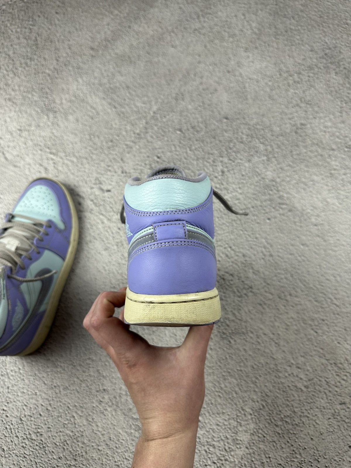 Nike Nike Jordan 1 Mid Purple Aqua Leather Sneakers Y2K Disressed Size US 8.5 / EU 41-42 - 11 Thumbnail