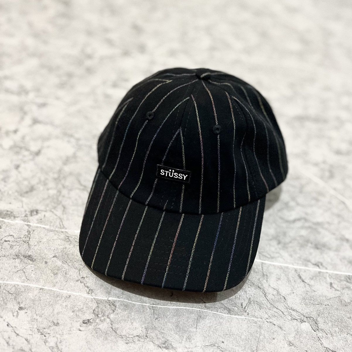 Stussy × Vintage STUSSY PINSTRIPE CAP BLACK Size ONE SIZE - 3 Thumbnail