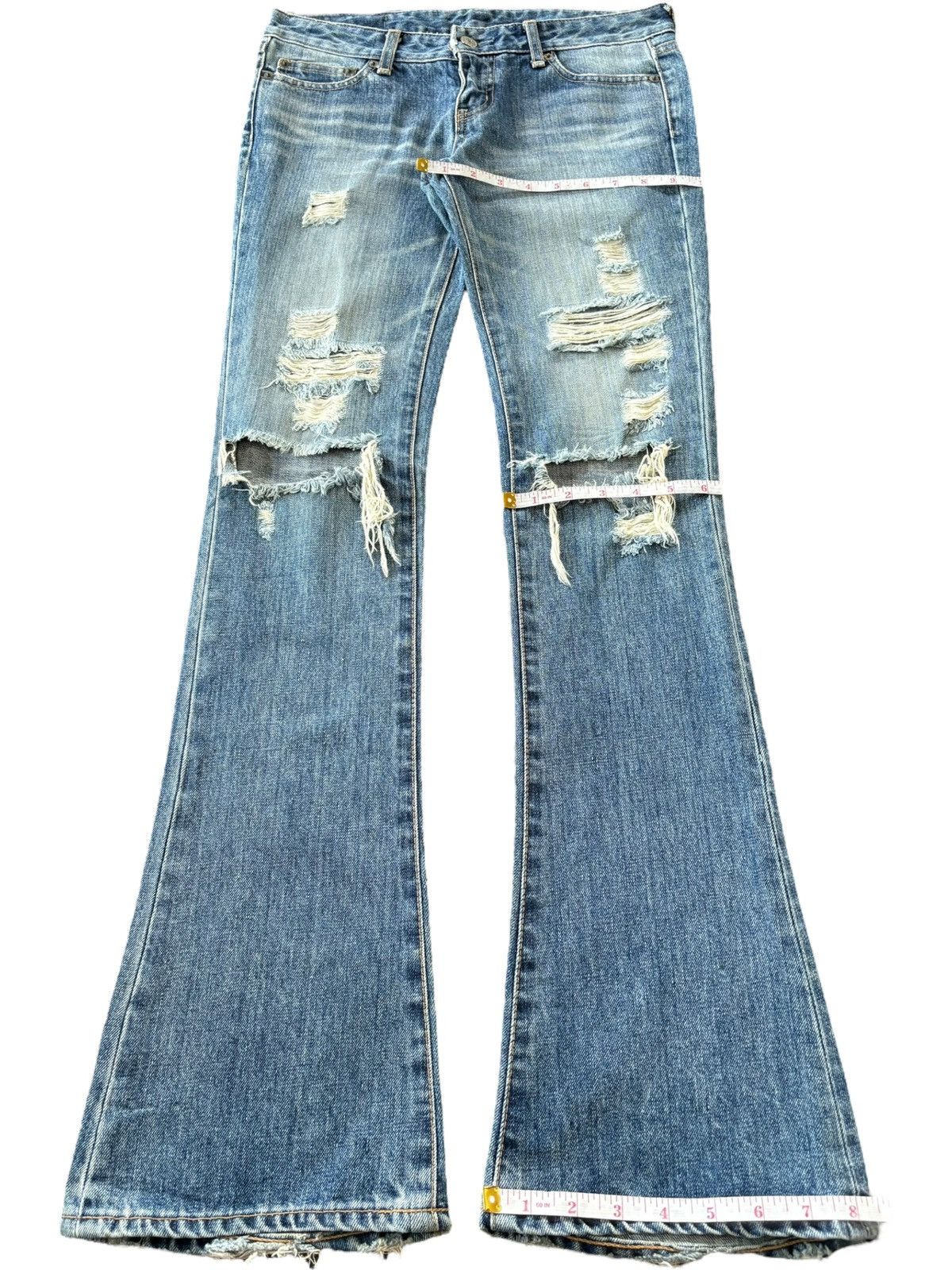 MOUSSY Vintage Japanese Moussy Distress Low Rise Flare Jeans Size 30" / US 8 / IT 44 - 8 Thumbnail