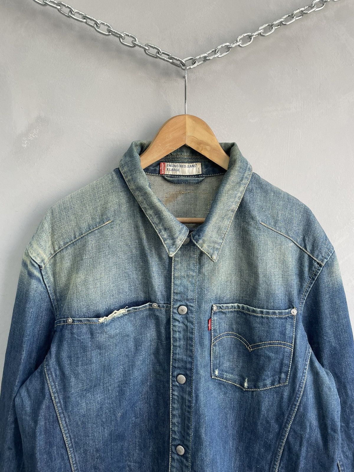 Levi's Vintage 90s Levis engineered retro faded denim jacket Size US XL / EU 56 / 4 - 3 Thumbnail
