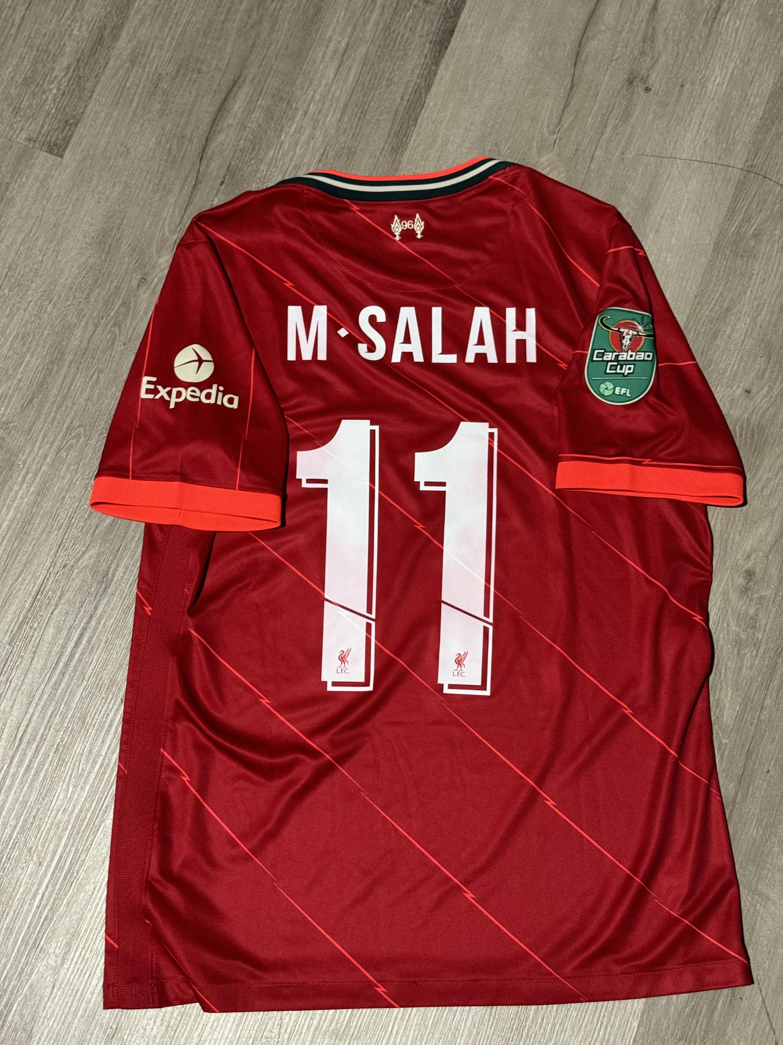 image of 21-22 Liverpool Fc Home No.11 Salah Fa Cup Final Jersey in Red, Men's (Size Large)
