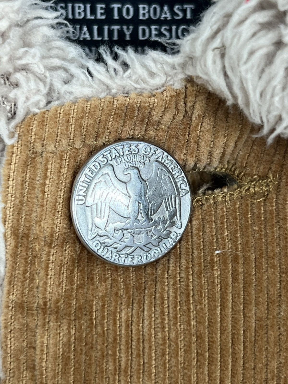 Vintage Red Cat Quarter Dollar Button Sherpa Jacket