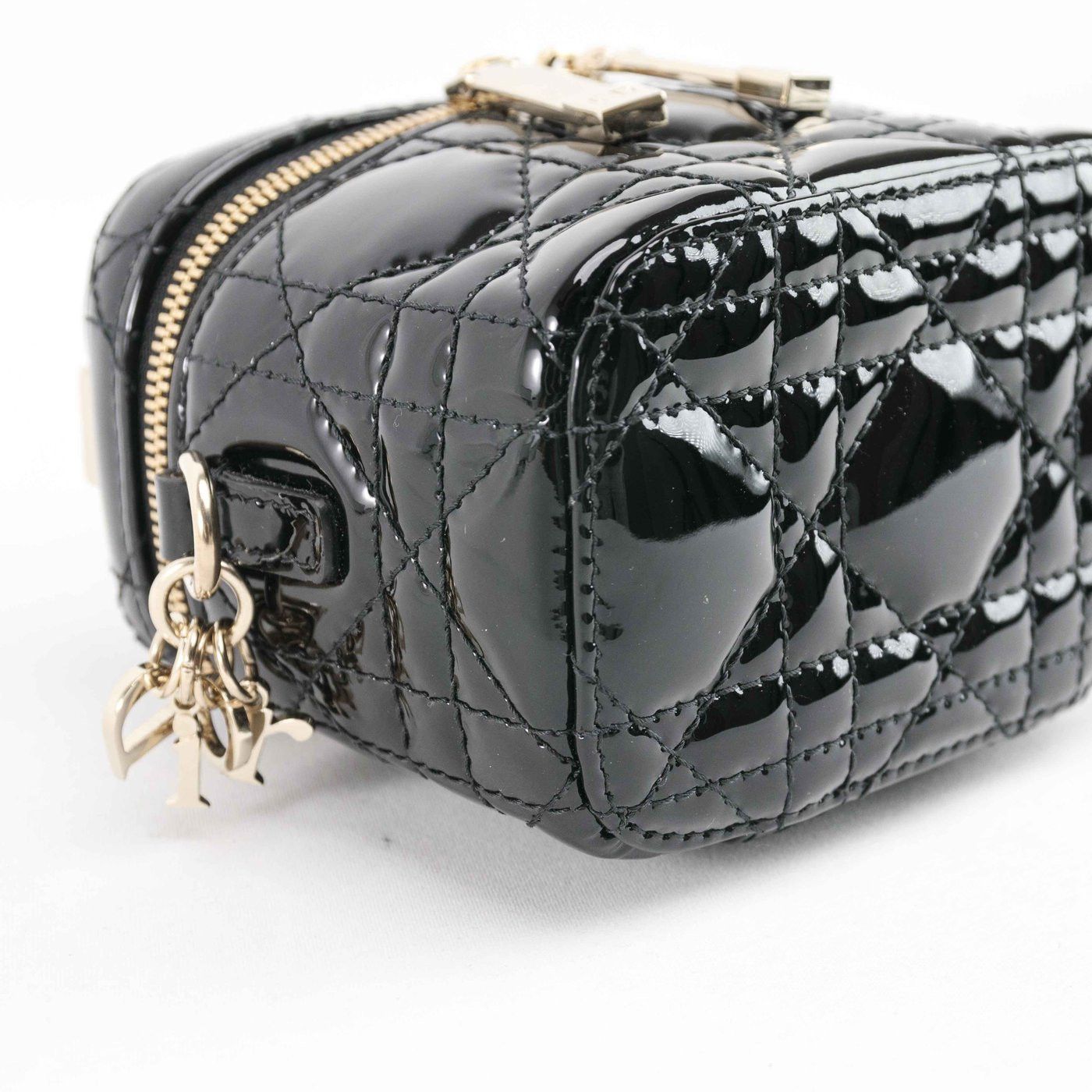 CHRISTIAN DIOR Lambskin Cannage Micro Lady Dior Vanity Case