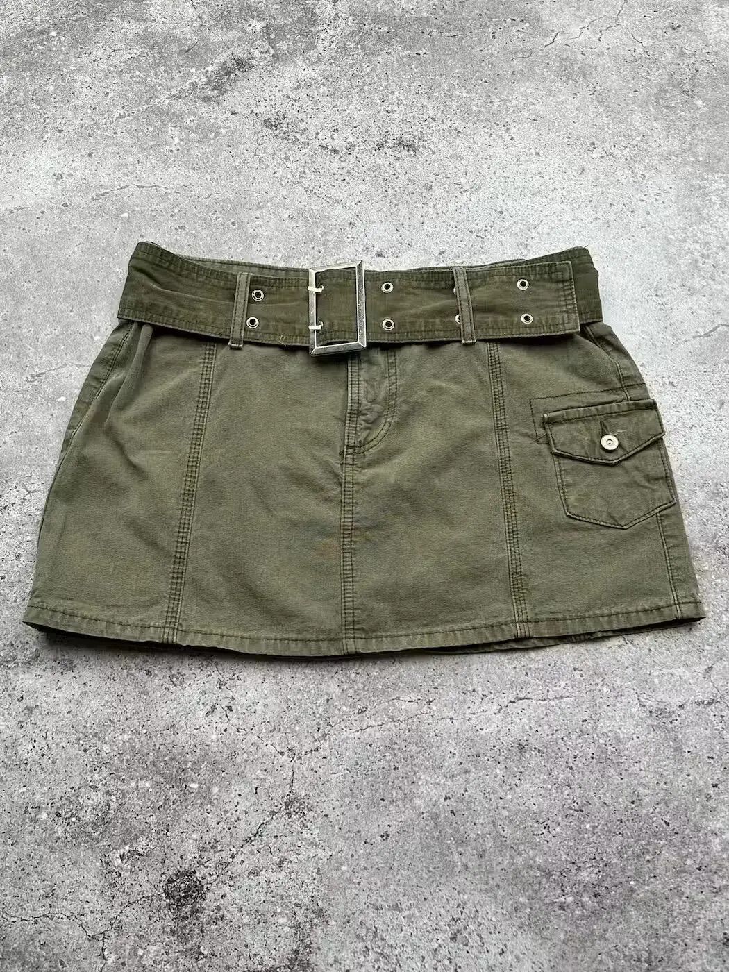 image of Avant Garde Vintage Belt Mini Skirt in Green, Women's (Size 27)