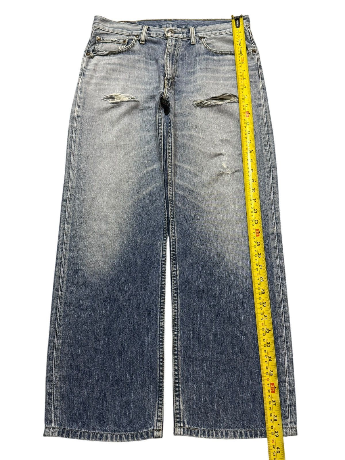 Levi's Vintage Levis 502 Blue Faded Wash Distressed Wide Leg Jeans Size US 33 - 10 Thumbnail