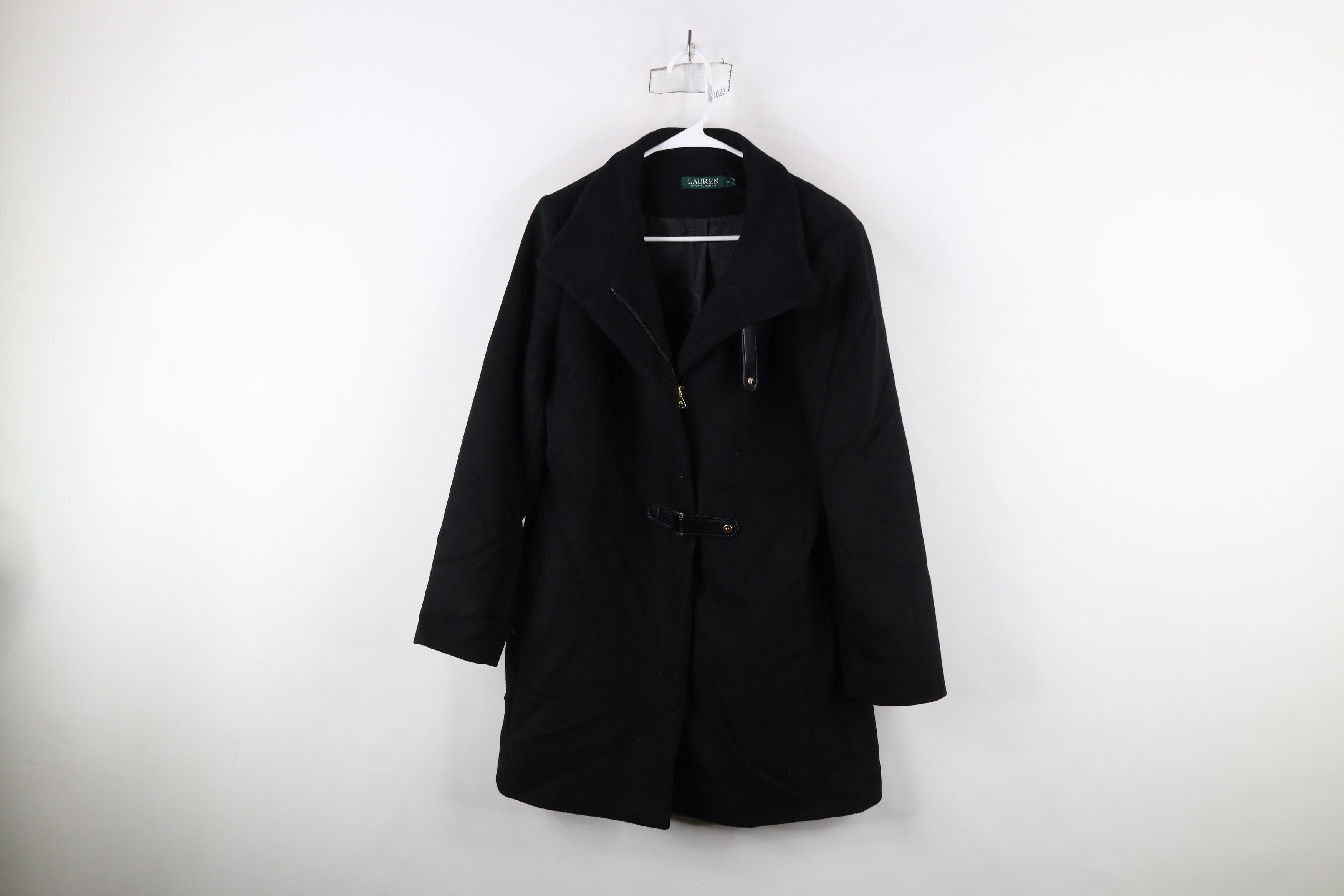 Ralph Lauren × Vintage Vintage Ralph Lauren Buckle Button Overcoat Jacket Black Size L / US 10 / IT 46 - 1 Thumbnail