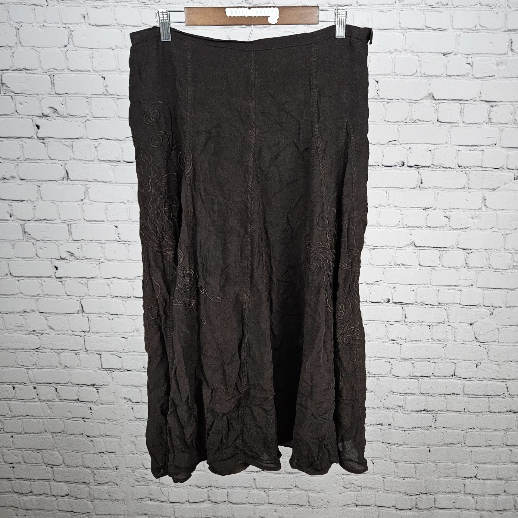 Coldwater Creek Coldwater Creek Paisley Embroidered Lined Midi Skirt Brown M (10-12) Women Adult Regular Size Medium Size 32" / US 10 / IT 46 - 2 Thumbnail