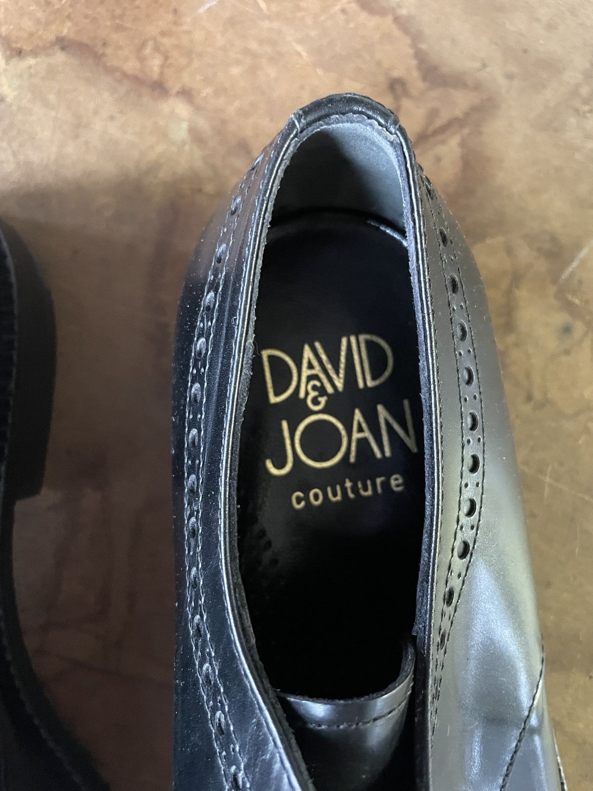 Vintage David & Joan Couture Men’s black leather brogues Size US 9.5 / EU 42-43 - 8 Thumbnail