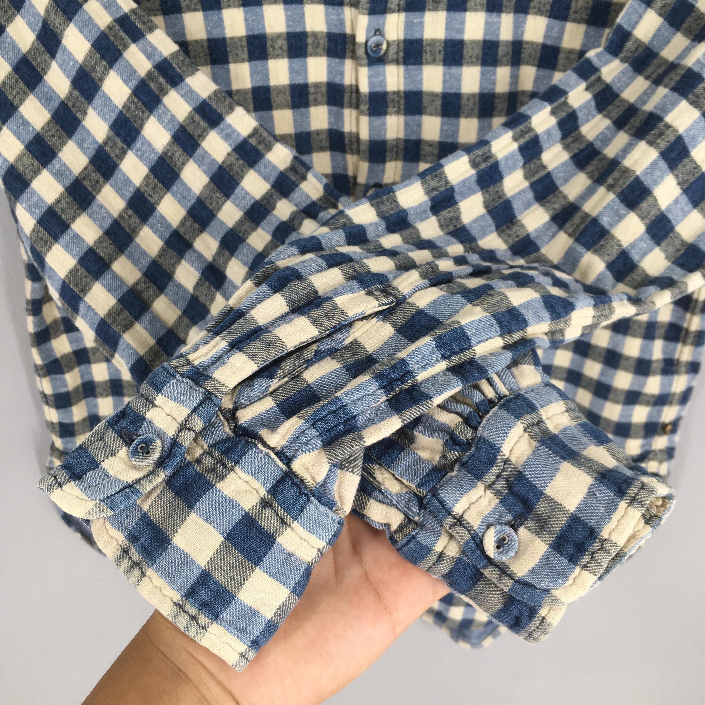 45rpm Vintage 45 RPM Studio Blue Checkered Shirt Medium Size US M / EU 48-50 / 2 - 4 Thumbnail