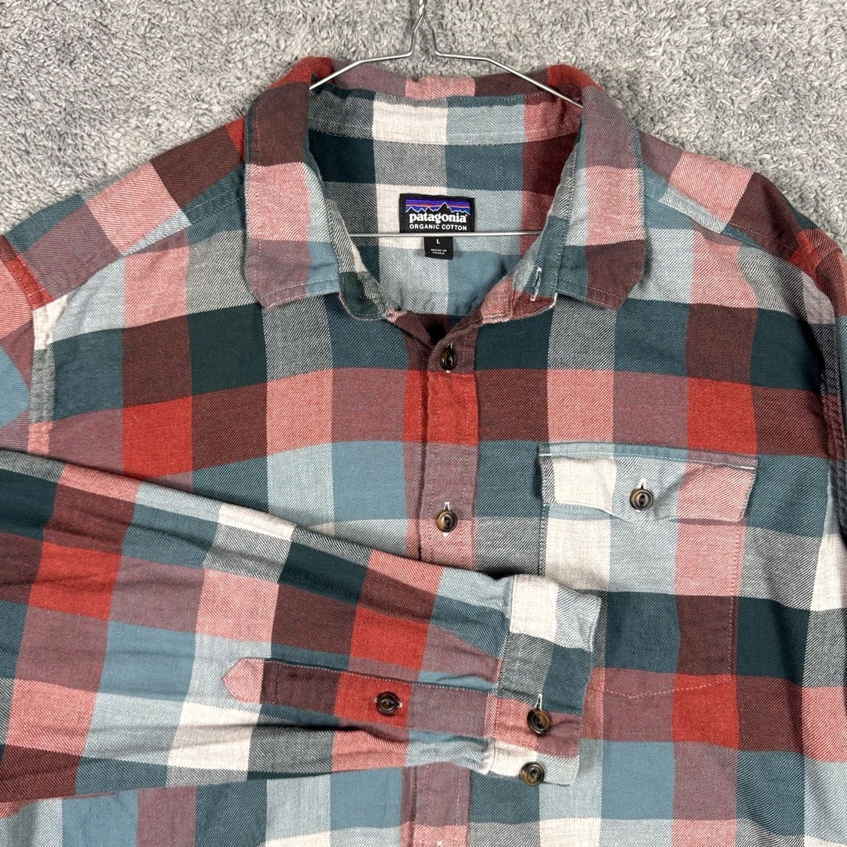 Patagonia Patagonia Fjord Flannel Shirt Men L Orange Organic Plaid Buffalo Check Light - Classic Mens Size US L / EU 52-54 / 3 - 2 Thumbnail