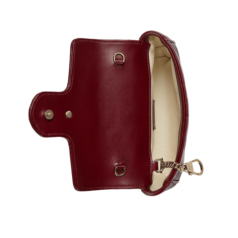 Gucci GUCCI GG Marmont Mini Red Leather Shoulder Bag Size ONE SIZE - 5 Thumbnail