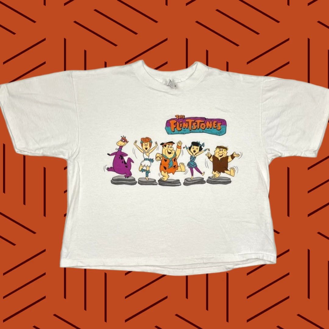 Vintage VTG 90s Flintstones Shirt Womens OS L XL Cropped Graphic Cartoon Single Stitch Size L / US 10 / IT 46 - 1 Thumbnail