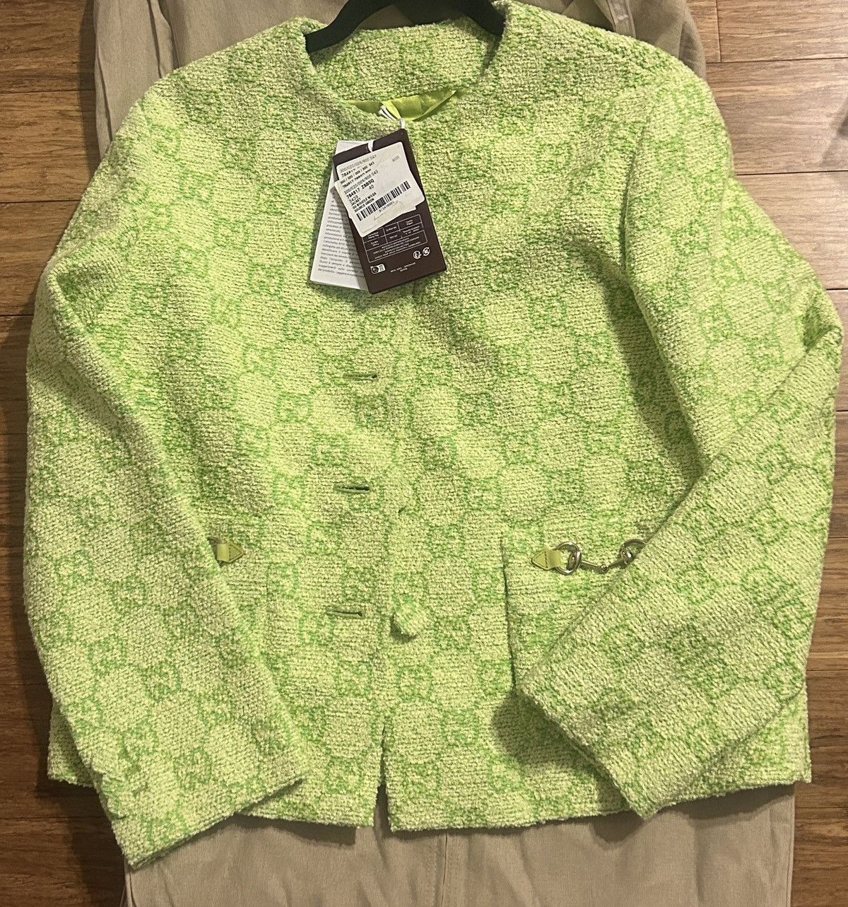 Gucci Gucci GG Boucle Cotton Blend Jacket With Horsebit Lime green Size S / US 4 / IT 40 - 12 Thumbnail