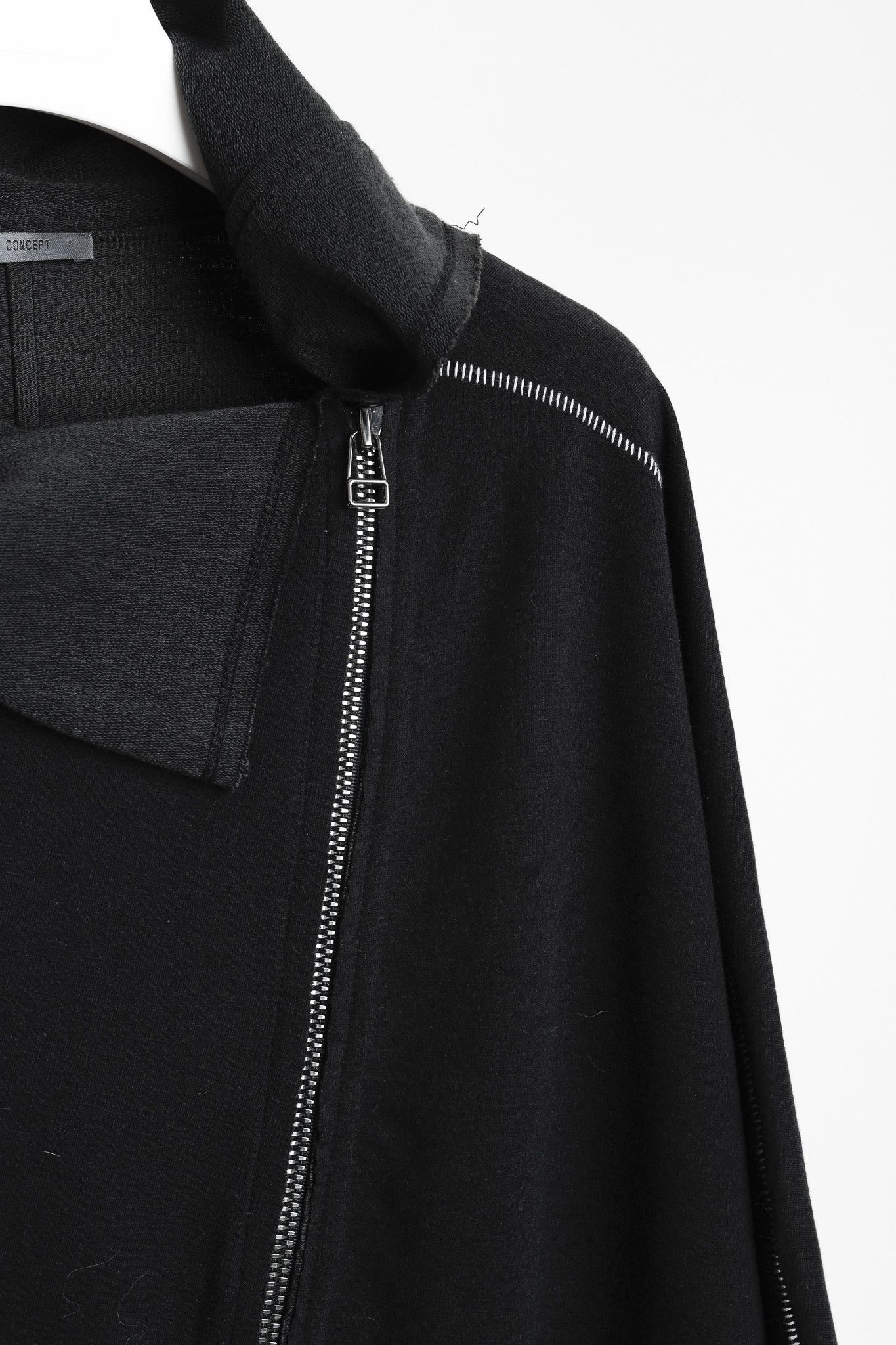 Other Crea Concept Dark Charcoal Jersey Asymmetrical Zip Coatigan Size S / US 4 / IT 40 - 5 Thumbnail