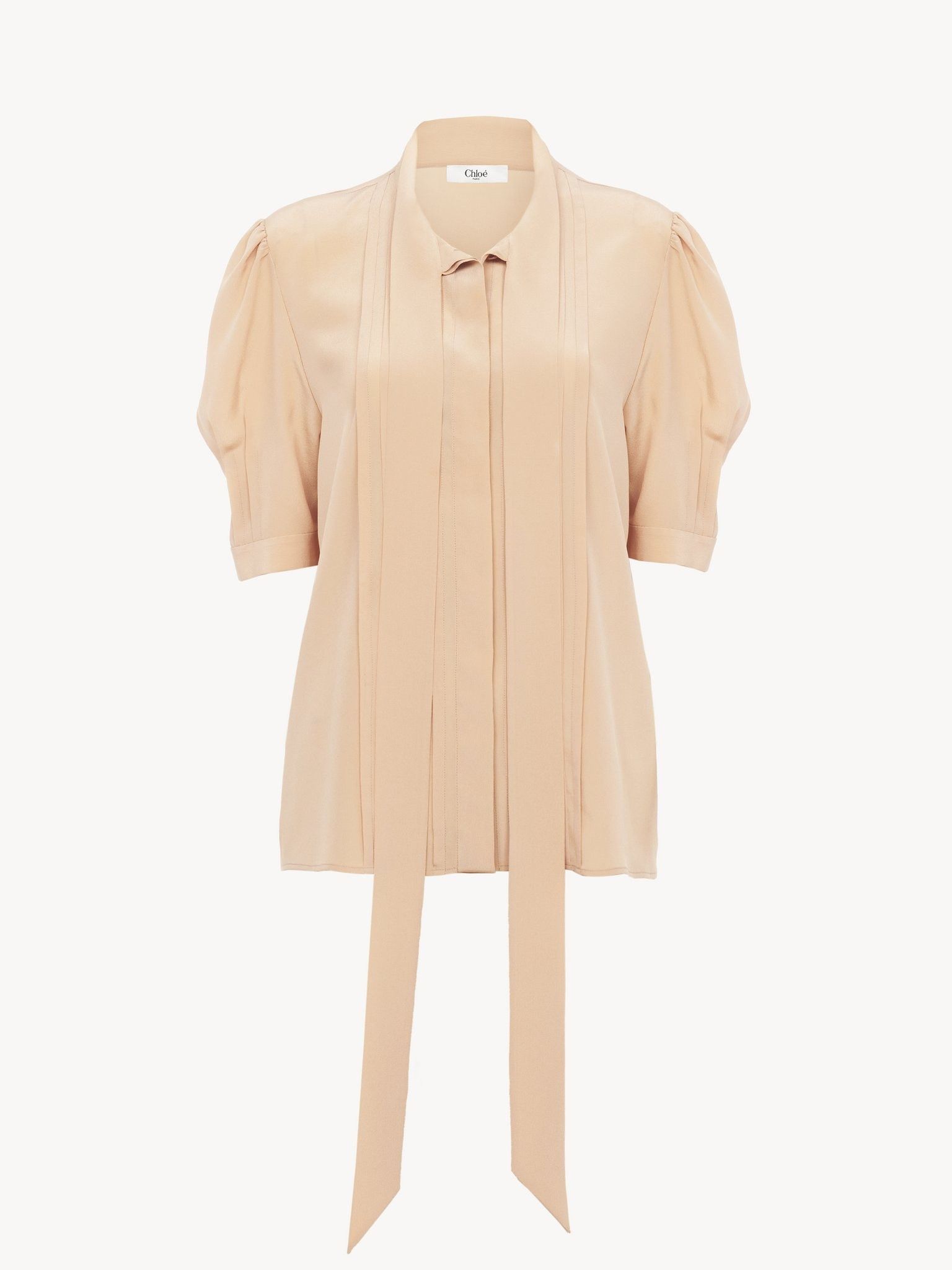 o1loc1c11125 Lavalliere Blouse in Sand Brown