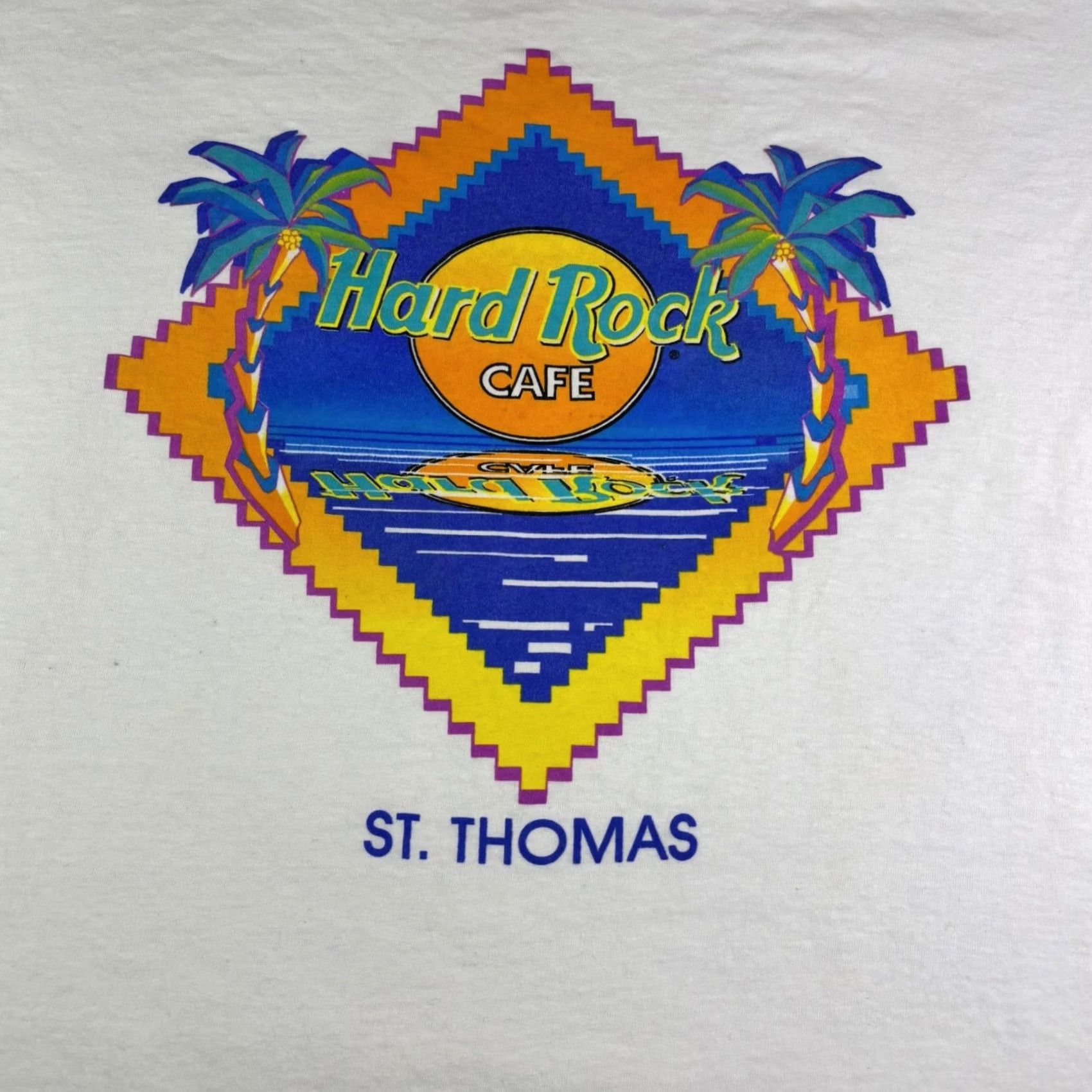 Hard Rock Cafe VINTAGE Hard Rock Cafe Shirt XL White Graphic Tee Mens 1990s Souvenir St Thomas T Shirt Size US XL / EU 56 / 4 - 4 Thumbnail