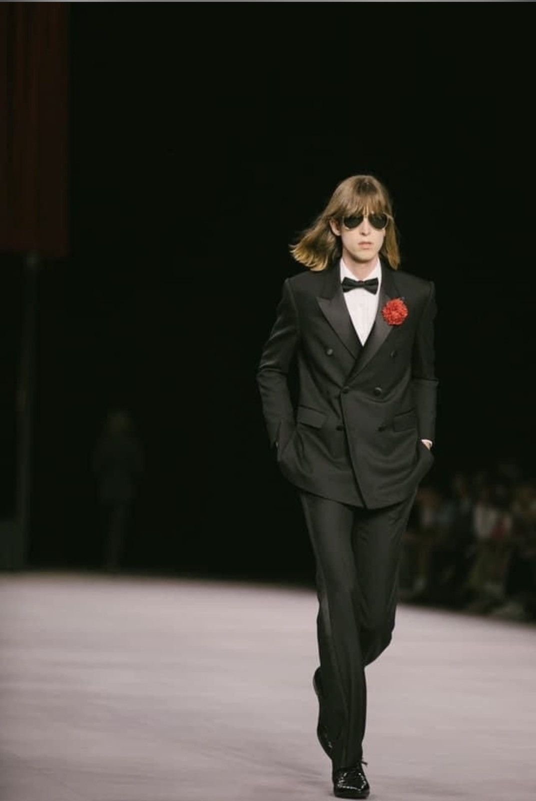 Celine × Hedi Slimane SS20 Tuxedo Jacket Double Breasted Black Wool Gabardine Size 44R - 1 Thumbnail