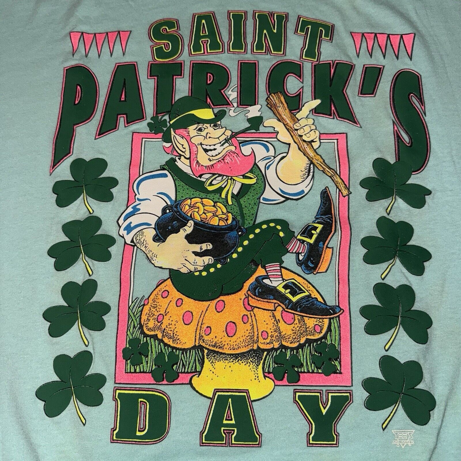 Delta Vintage Single Stitch T Shirt Leprechaun Smoking Pipe Size US XL / EU 56 / 4 - 2 Thumbnail