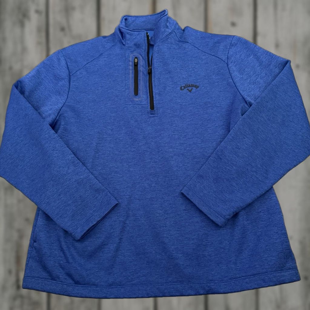 Callaway Callaway Pullover Sweatshirt Mens Large Blue 1/4 Zip Fleece Lined Golf Pocket Mock Neck Size US L / EU 52-54 / 3 - 1 Thumbnail