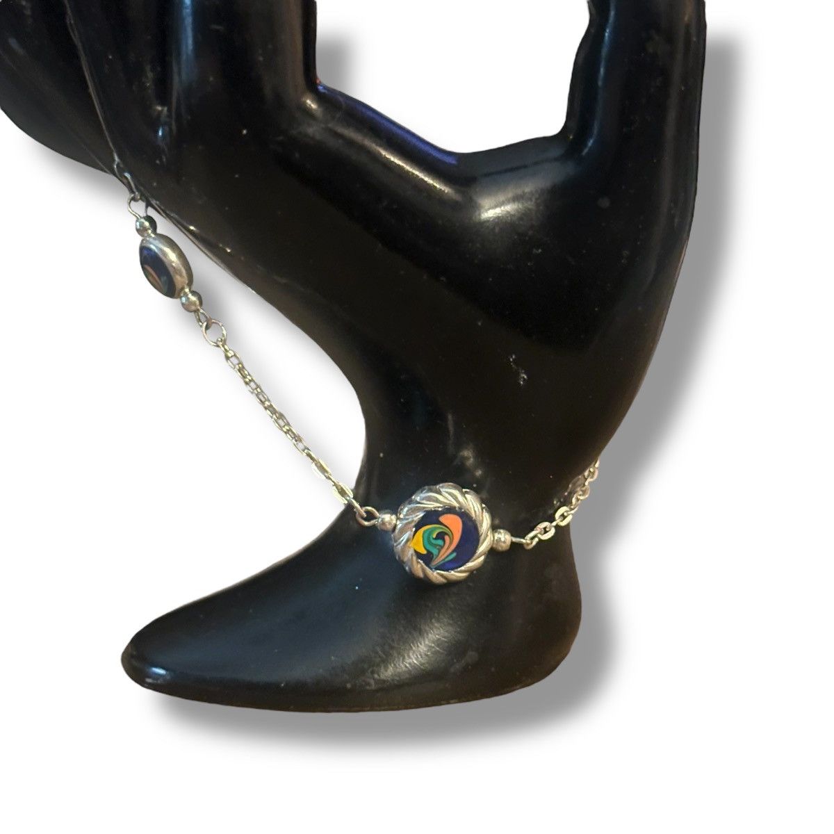 Vintage Vintage silver tone painted swirl link anklet Size ONE SIZE - 6 Thumbnail