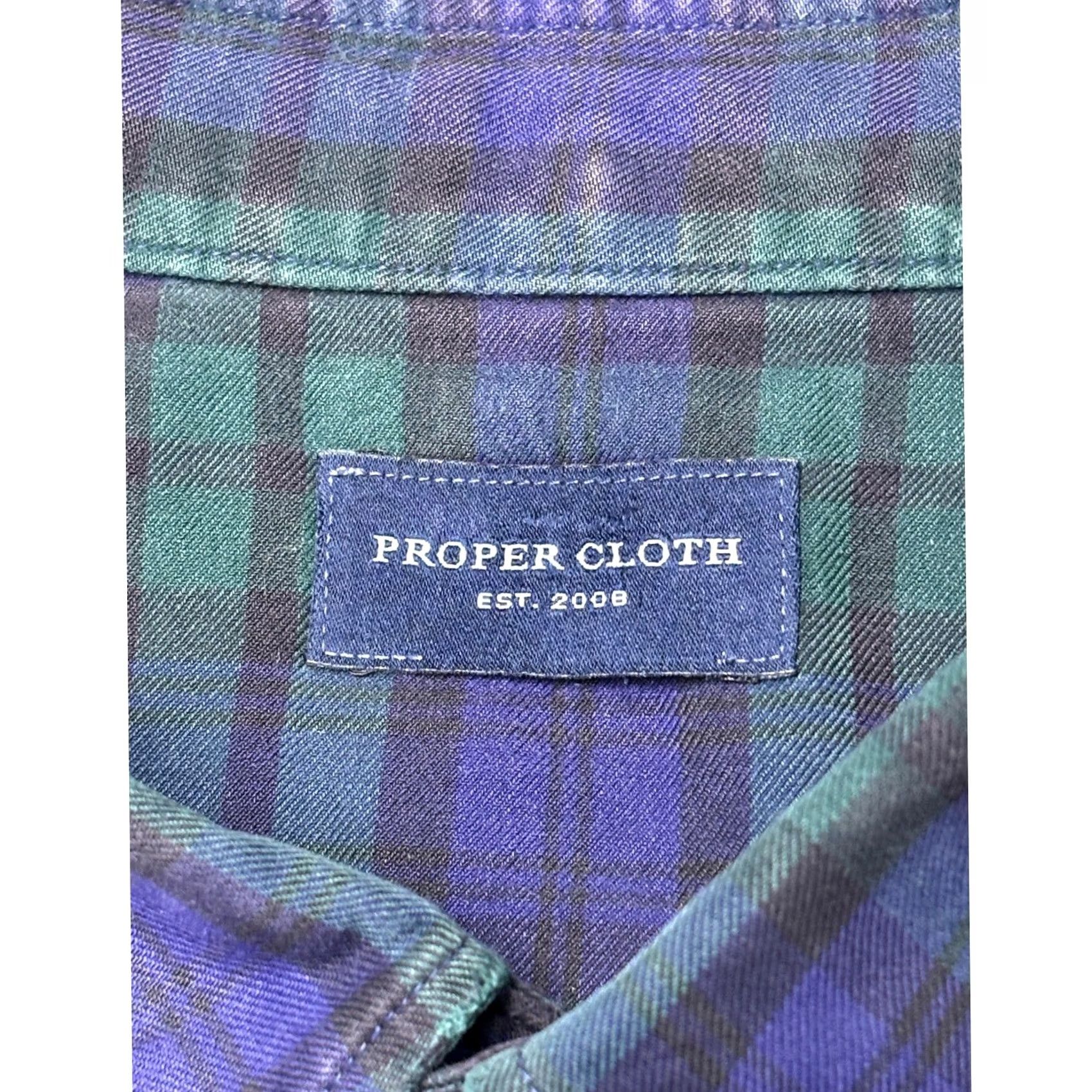 Proper Cloth Proper Cloth Shirt Mens 2XL Green Purple Plaid Cotton Button Down Long Sleeve AC113677281 Size US XXL / EU 58 / 5 - 4 Thumbnail