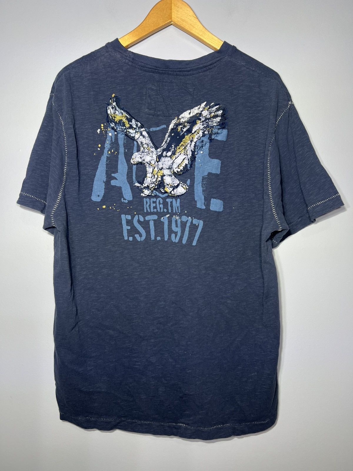 American Eagle Outfitters Y2K American Eagle Men’s Sz Med Navy S/S Tee Double Sided Size US M / EU 48-50 / 2 - 3 Thumbnail