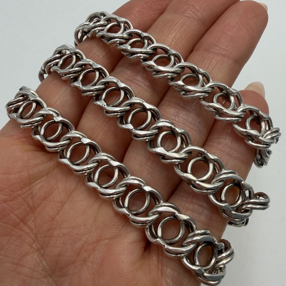 Sterling Silver Heavy 925 Sterling Silver Arabic Bismarck Chain Necklace Size ONE SIZE - 3 Thumbnail