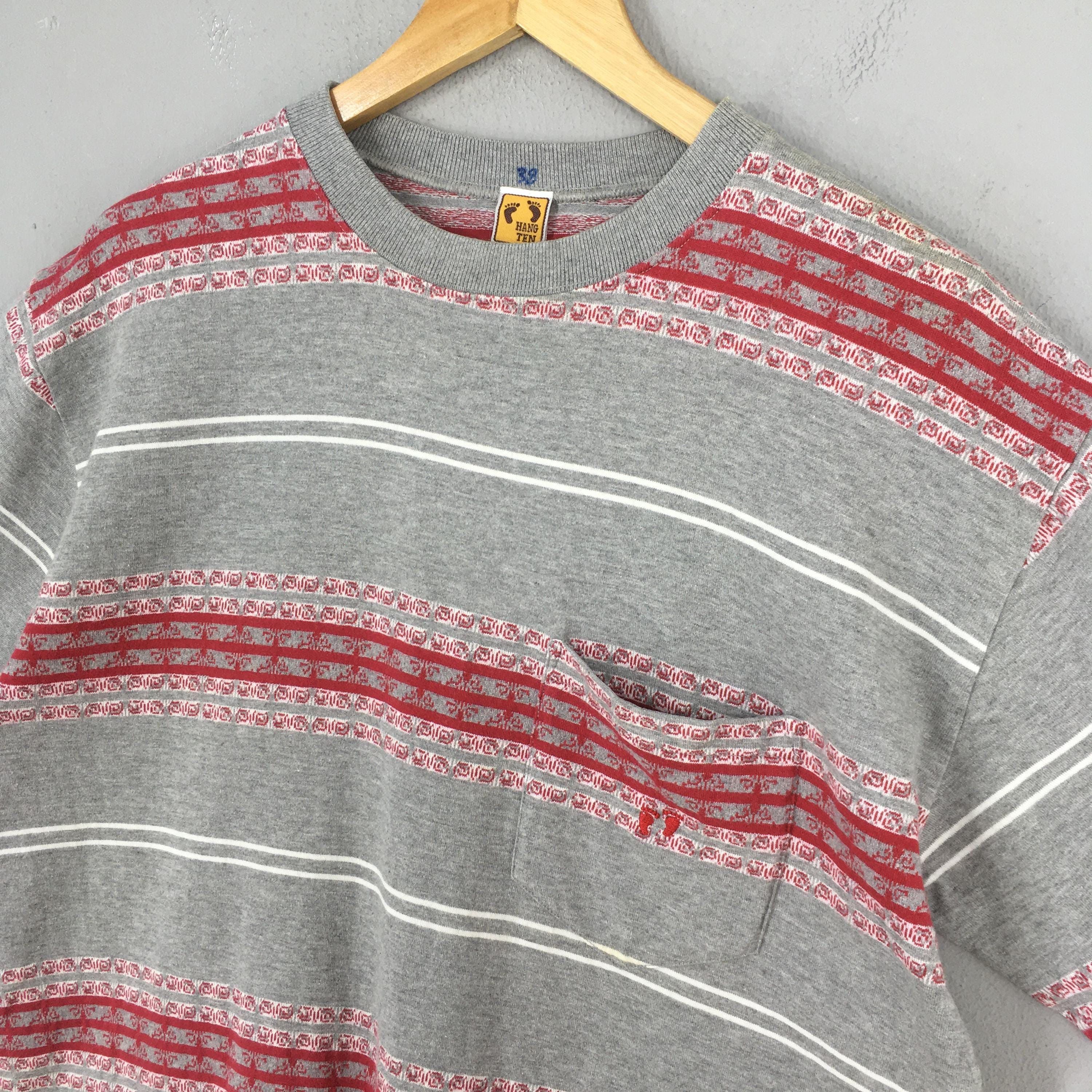 Hang Ten Vintage 90's Hang Ten Stripes Gray T shirt Large Size US L / EU 52-54 / 3 - 3 Thumbnail