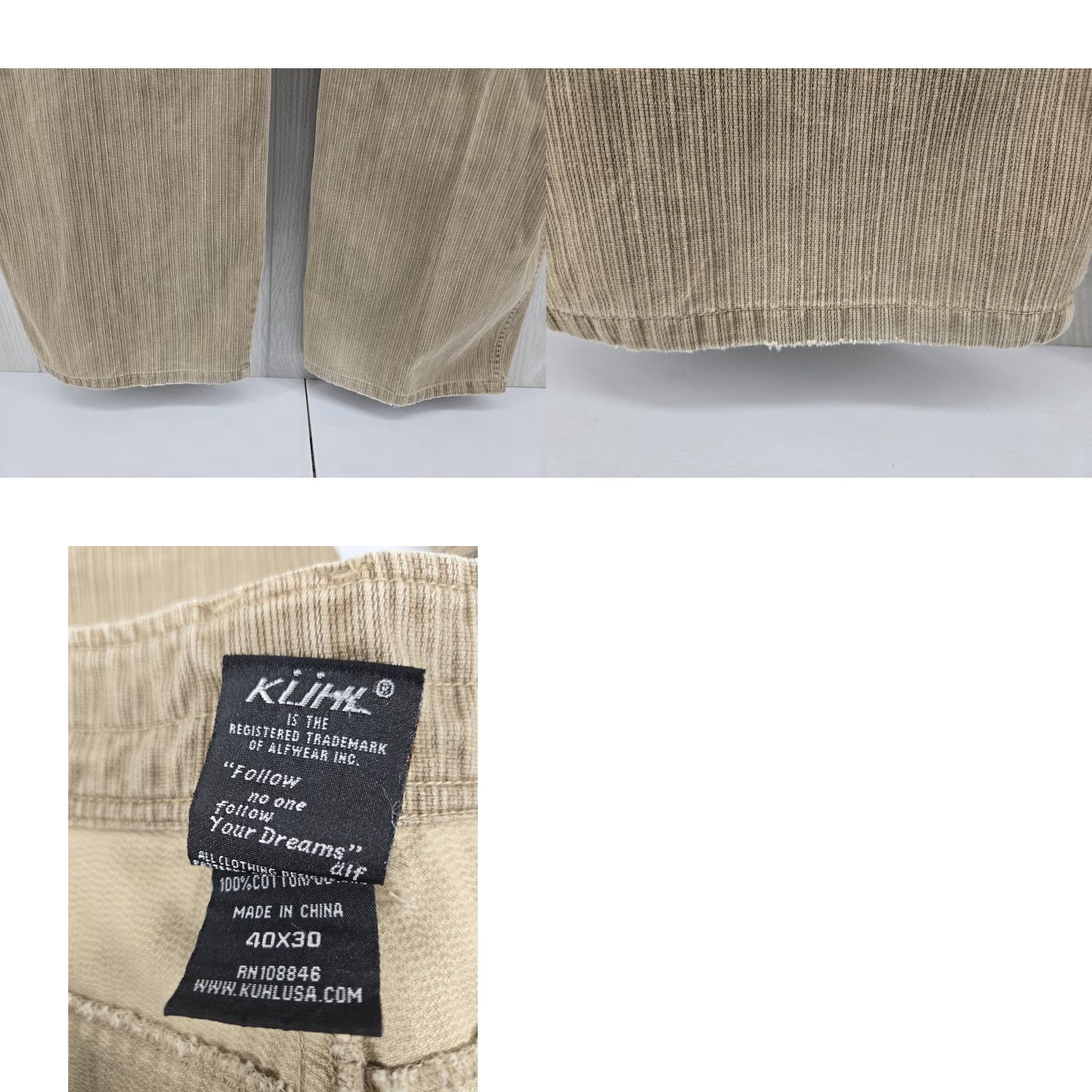 Vintage Kuhl Hi Lo Cord Khaki Beige Canvas Straight Leg Pants Men's 40x30 Size US 40 / EU 56 - 9 Thumbnail