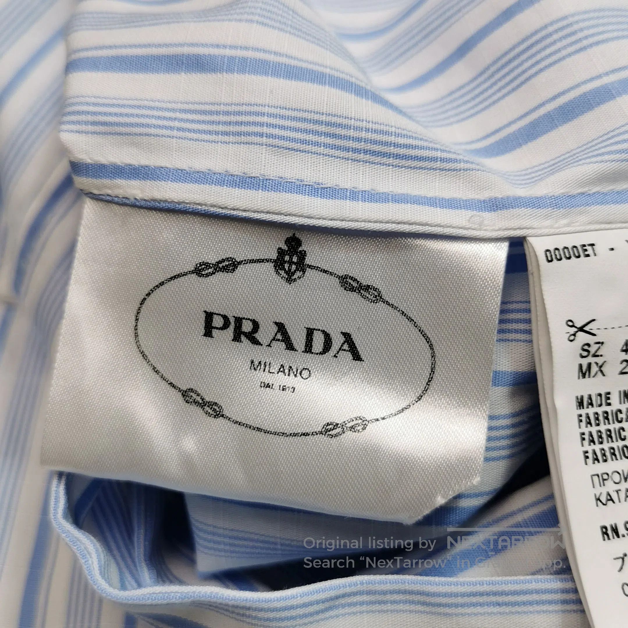 Prada Prada Striped Cotton Ruffled Dress Size 42 . Size L / US 10 / IT 46 - 8 Thumbnail