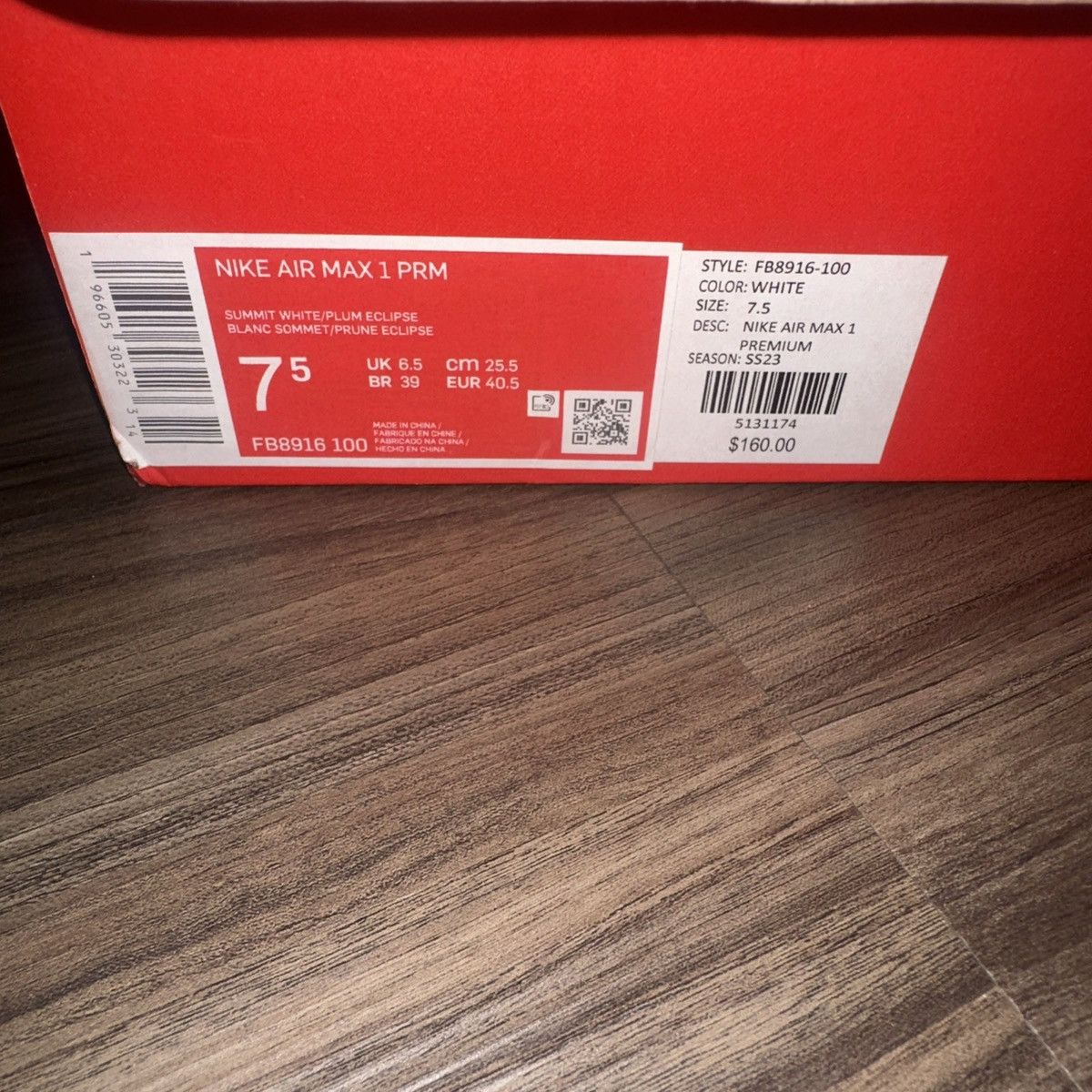 Nike Nike Air Max 1 PRM Shima Shima M Sz 7.5 Summit - White Plum Size US 7.5 / EU 40-41 - 4 Thumbnail