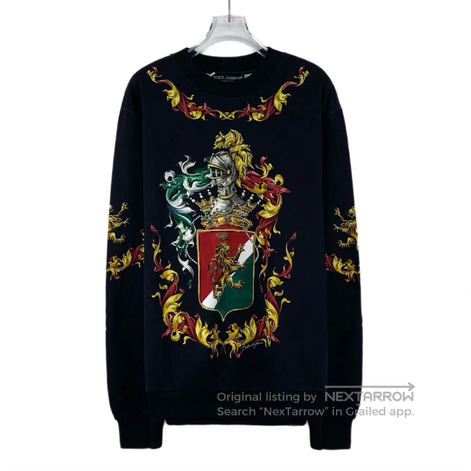 Dolce & Gabbana Dolce Gabbana Black Knight Court Print Cotton Round Neck L Size US M / EU 48-50 / 2 - 1 Thumbnail