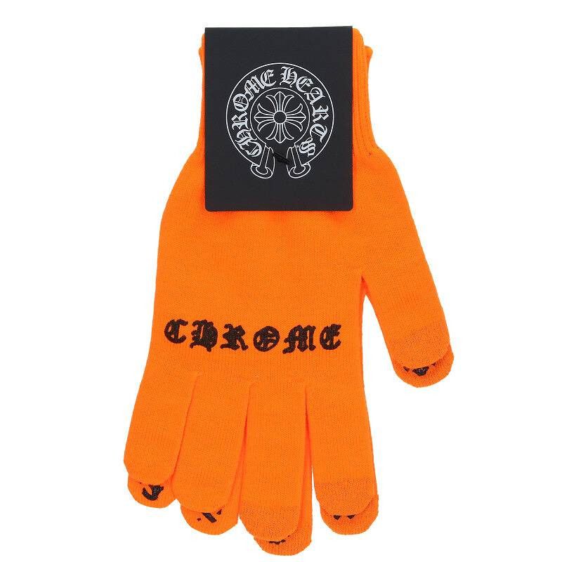 image of Chrome Hearts Orange Logo Print Work Gloves, Men's