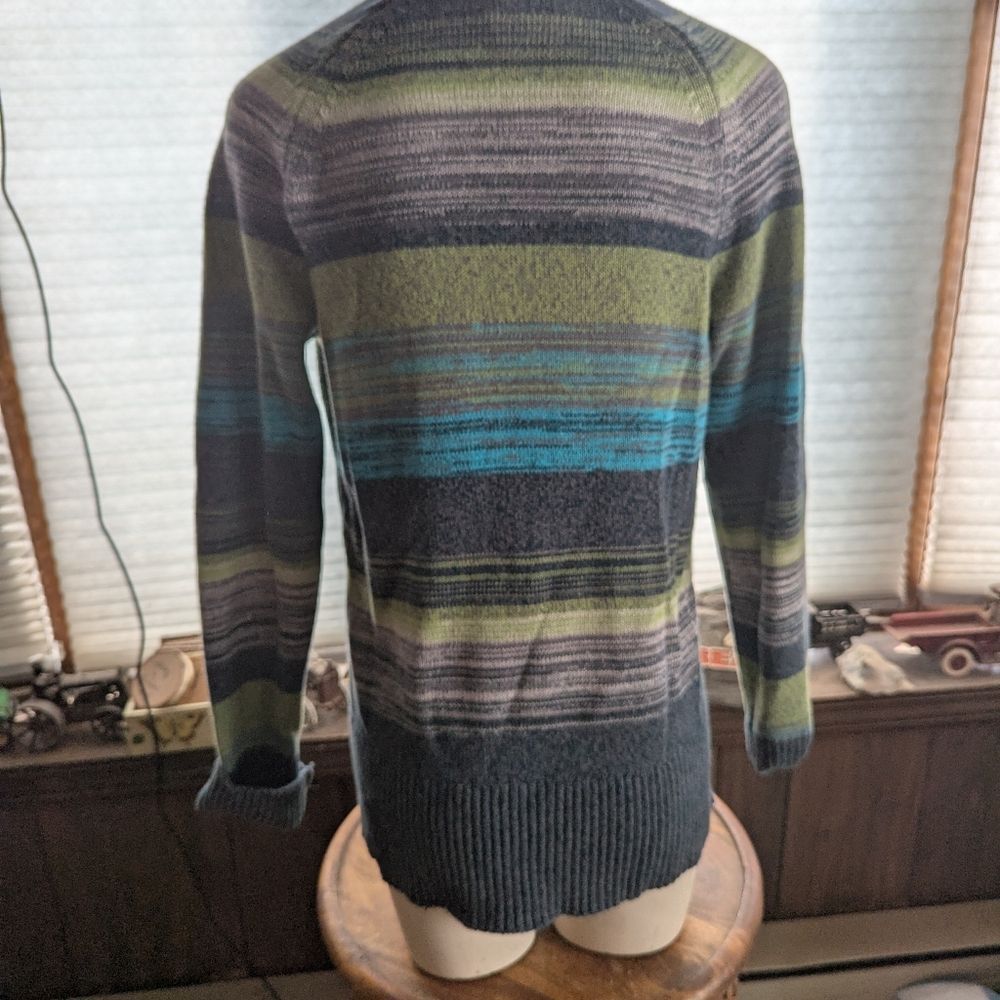 Eddie Bauer Eddie Bauer 100% Cotton Striped Ribbed HiCollar Cardigan Size M / US 6-8 / IT 42-44 - 3 Thumbnail