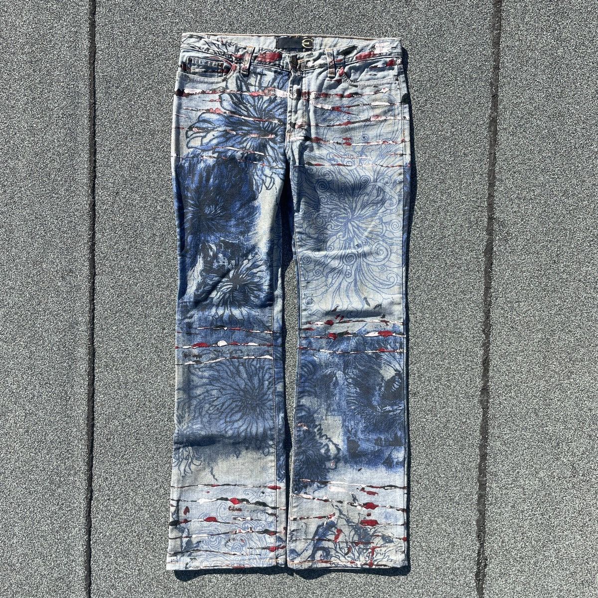 image of Archival Clothing x Just Cavalli Roberto Cavalli Scar Nature Pants in Blue, Men's (Size 31)