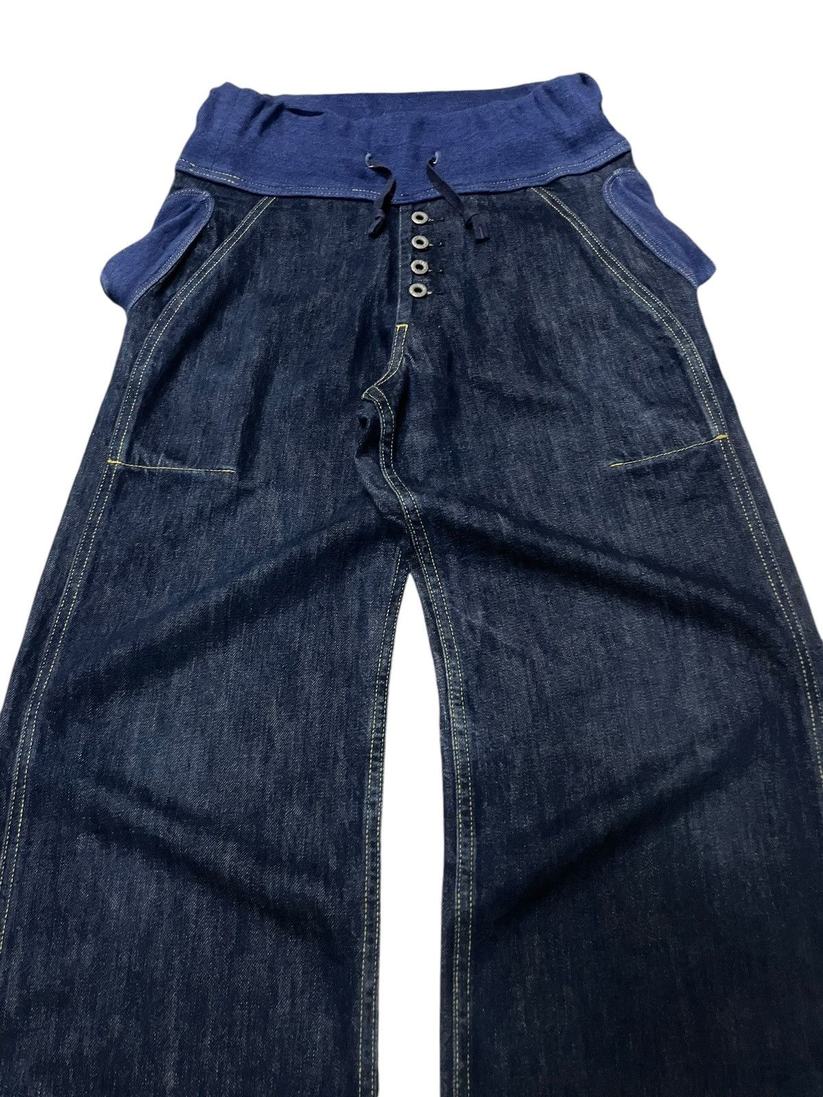 Kapital × Kapital Kountry Kapital Sarouel Mens Wide Leg Indigo Denim Pants Size US 30 / EU 46 - 3 Thumbnail
