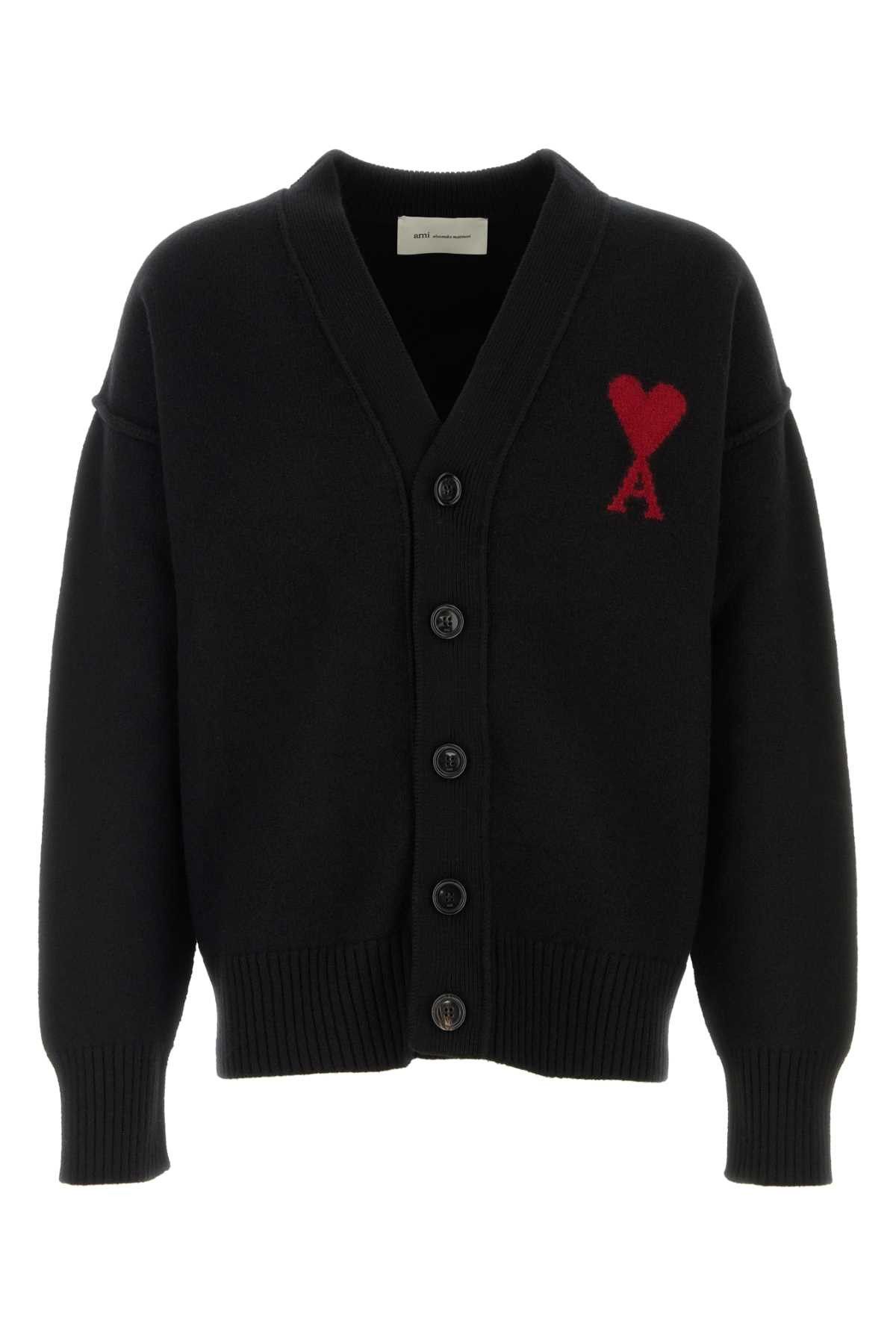 AMI Black Wool Cardigan Size US L / EU 52-54 / 3 - 1 Thumbnail