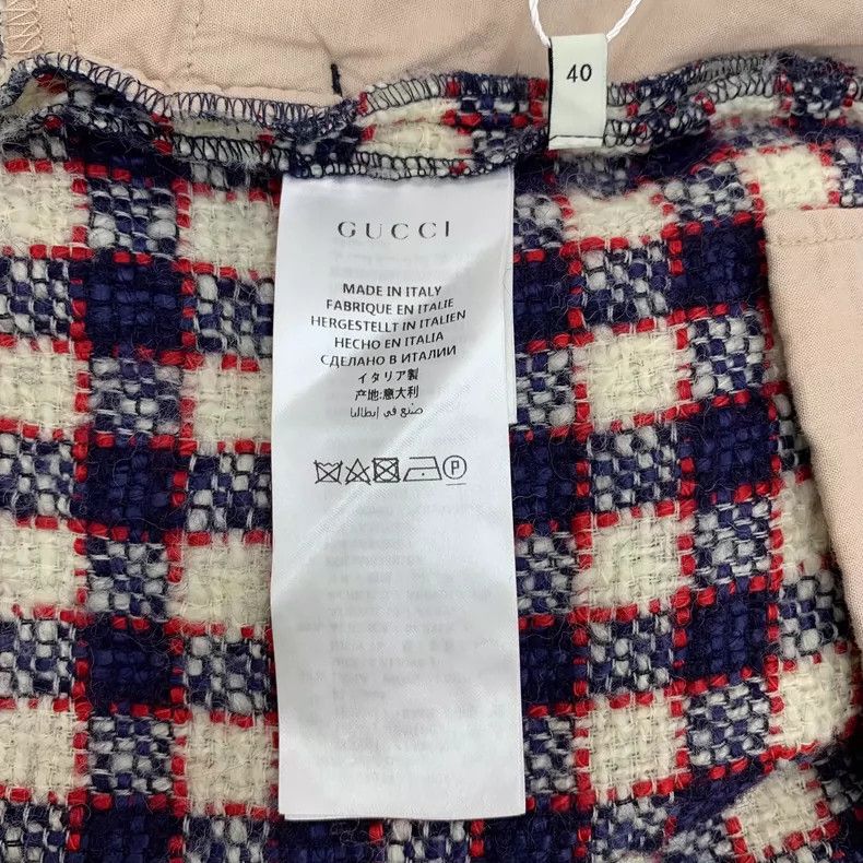 Gucci Gucci Color-blocked plaid wool woven casual wide-leg trouse Size 26" / US 2 / IT 38 - 6 Thumbnail