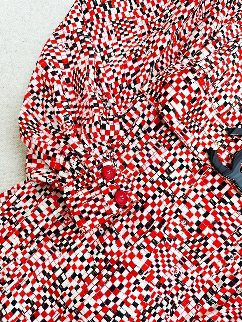 Chanel Chanel 17b red mosaic large double C belt dress long skirt Size XXS / US 00 / IT 34 - 4 Thumbnail