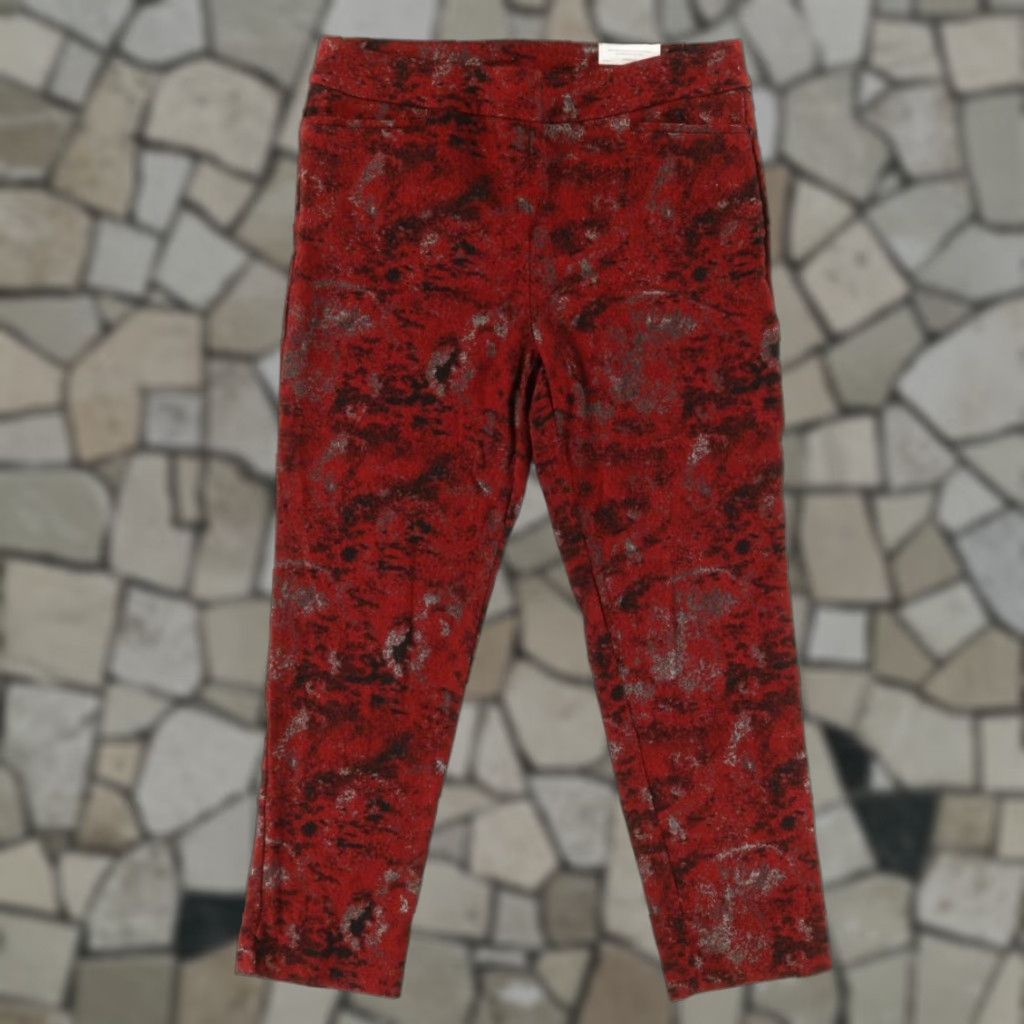 Vintage Chicos Leggings Women Red 14R So Slimming Brigitte Slim Stretch Rayon Woven Flat Pull On Casual Pants Modern Shaping Slim Fit Womens Size 36" / US 14 / IT 50 - 1 Thumbnail