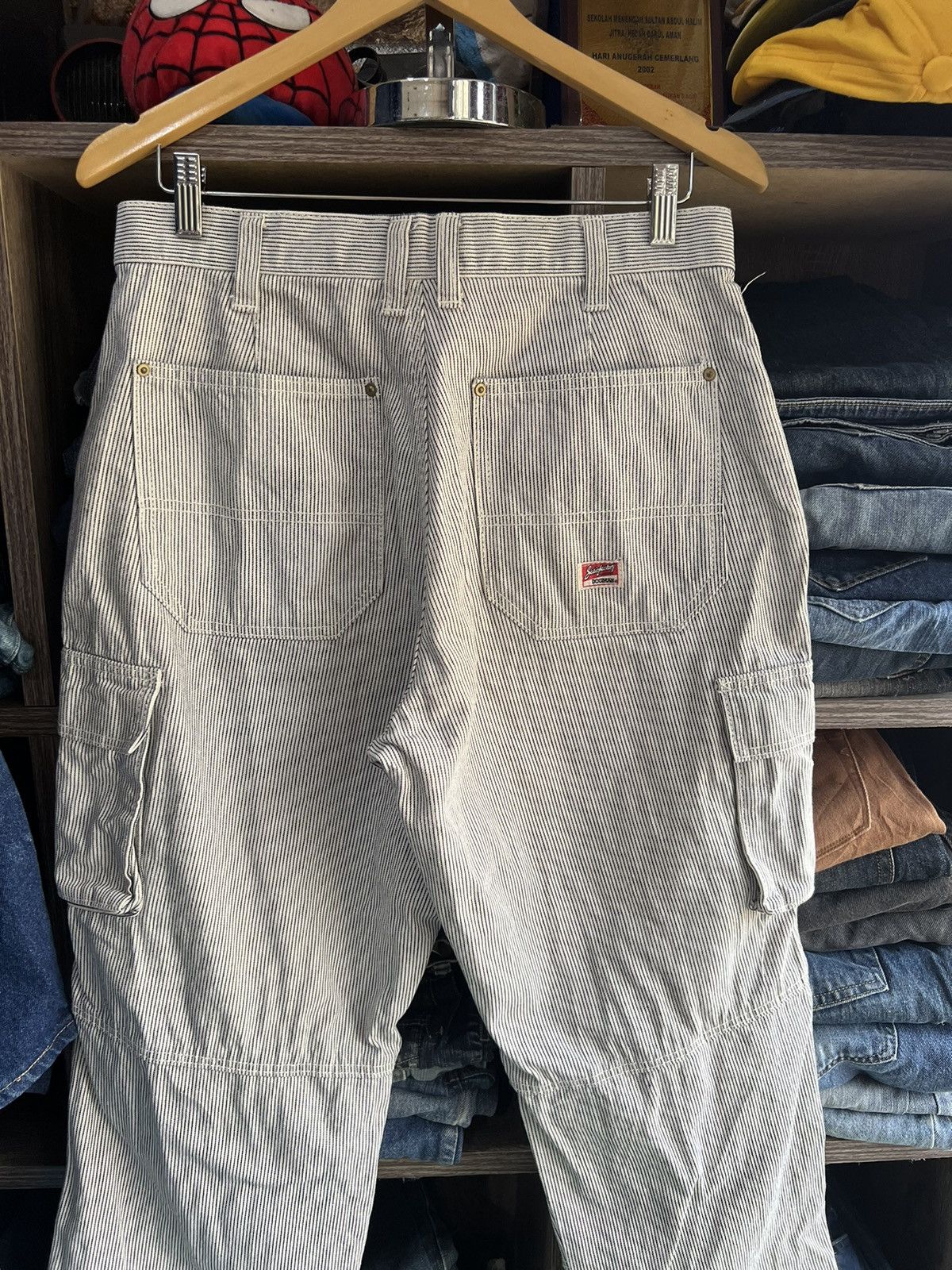 Japanese Brand 🔥Vintage Dogman Hickory Stripe Double Knees Cargo Pant Size US 32 / EU 48 - 12 Thumbnail