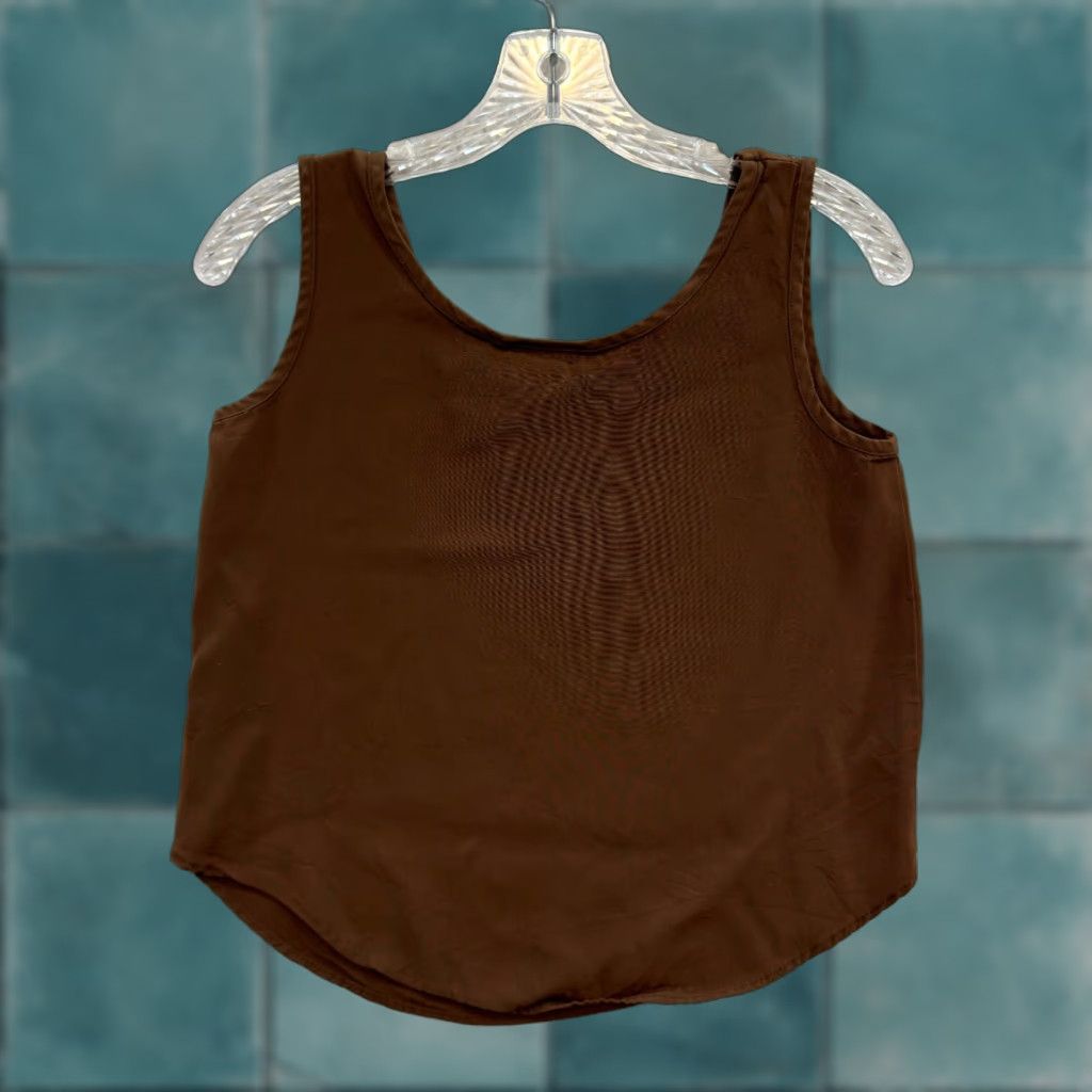 Vintage VINTAGE 90s Anxiety Brown Sleeveless Round Neck Blouse Layering Top Shirt Women S/M M Size M / US 6-8 / IT 42-44 - 1 Thumbnail