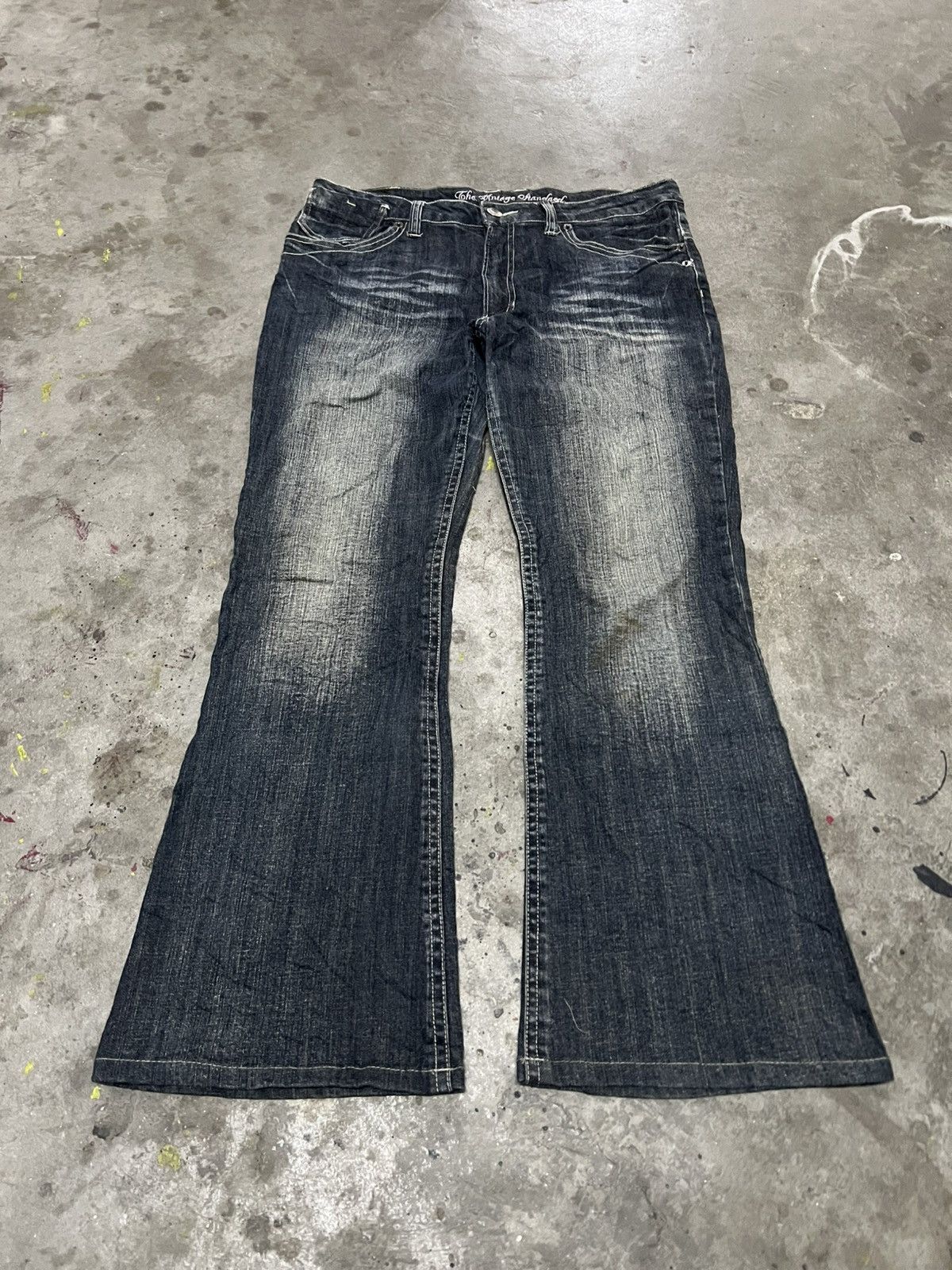 Designer × Japanese Brand × Vintage FLARED🔥UNKNOWN DISTRESSED DENIM PANT Size US 34 / EU 50 - 2 Thumbnail