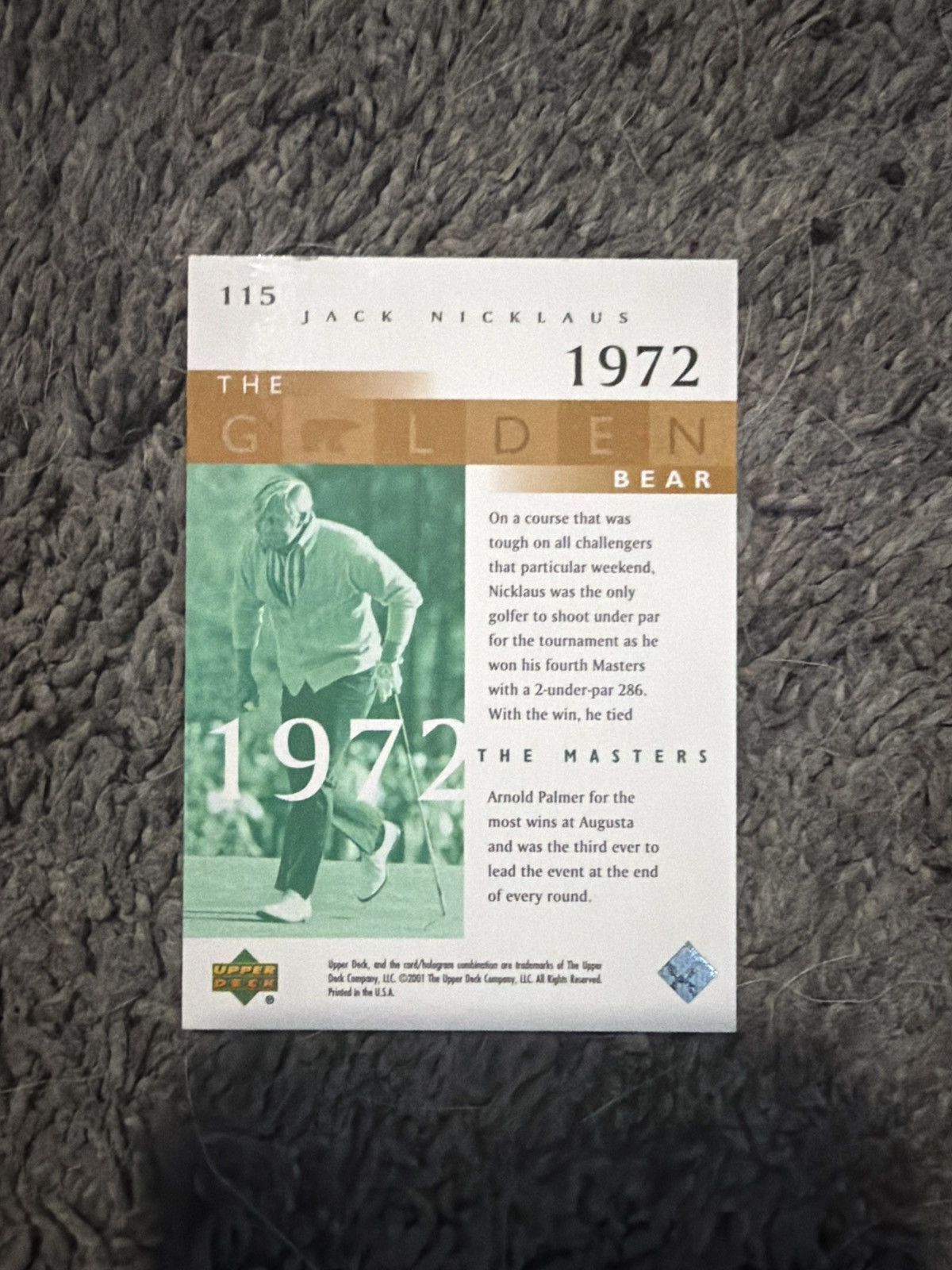 PGA Tour 2001 Upper Deck #115 Jack Nicklaus Card Size ONE SIZE - 2 Thumbnail