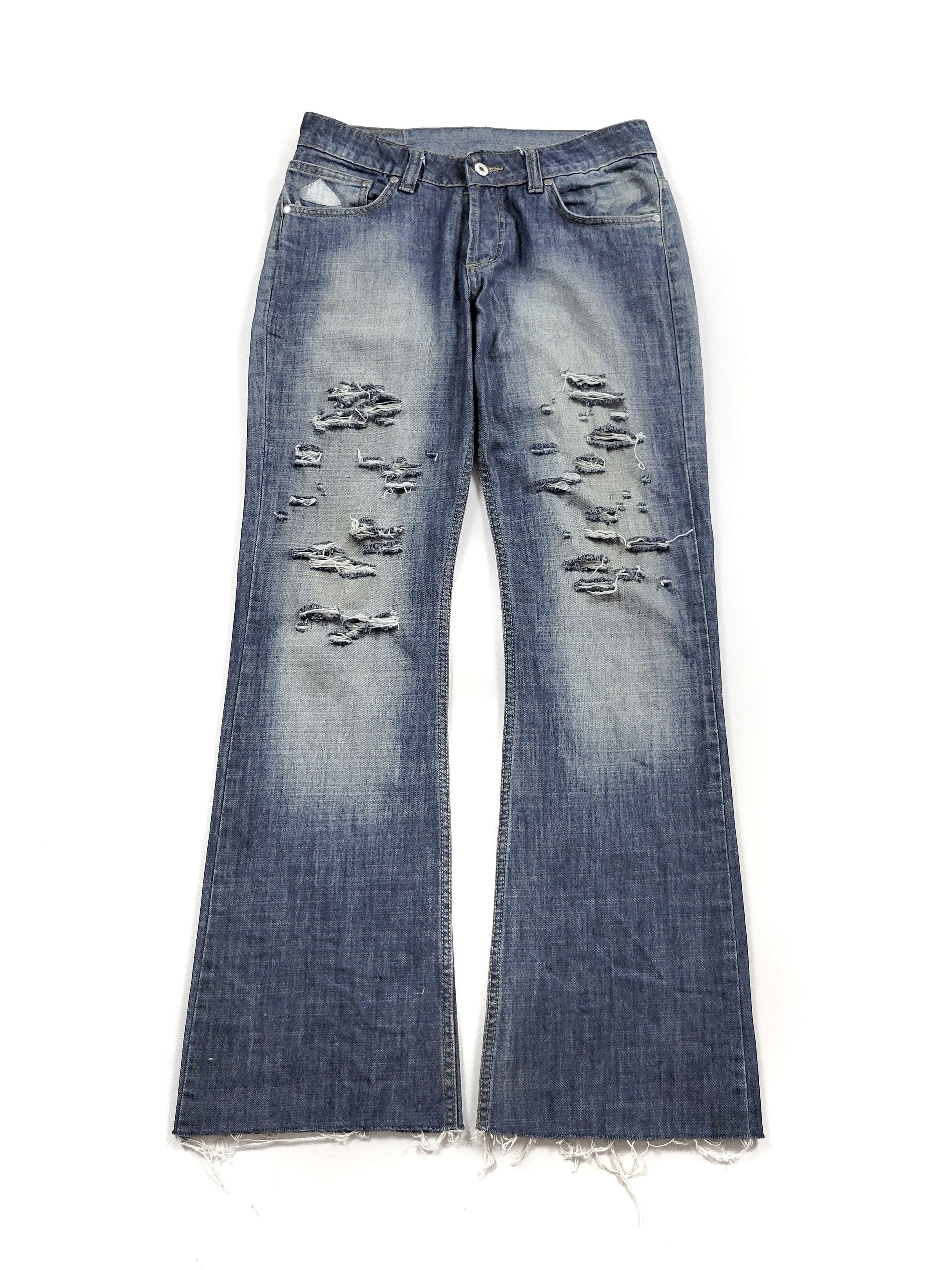 Diesel Bladee Archive Diesel Cocaine Distressed Denim Flared Jeans Size US 31 - 1 Thumbnail