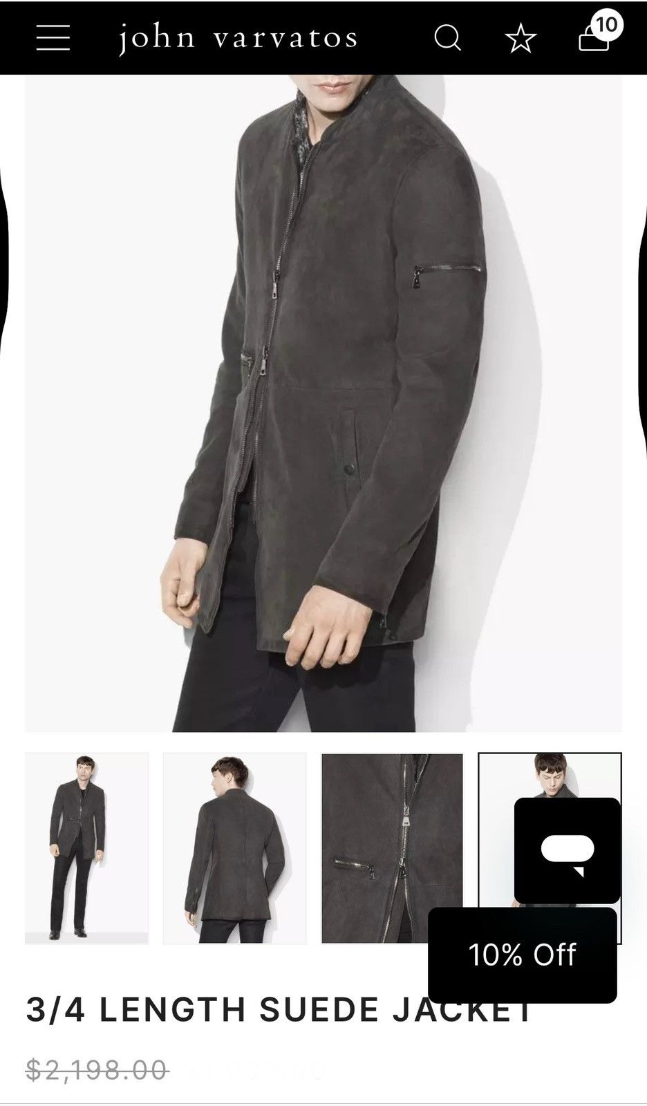 John Varvatos 3/4 Length Suede Jacket Size EU 44 USA 34 small Size US S / EU 44-46 / 1 - 5 Thumbnail