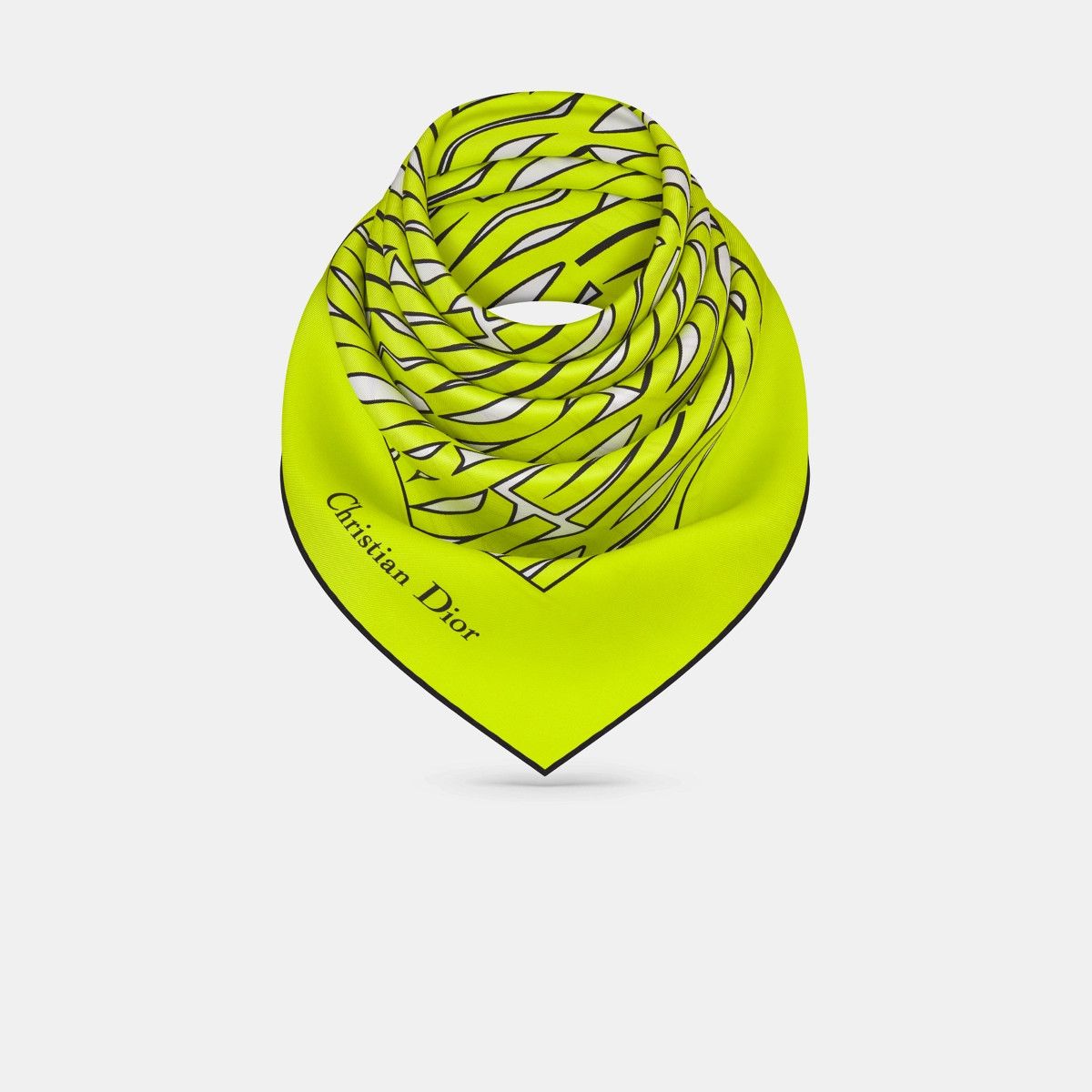 Dior o1bcso1str0226 Size:OS/90 Square Scarf in White/Lime Green Size ONE SIZE - 2 Thumbnail