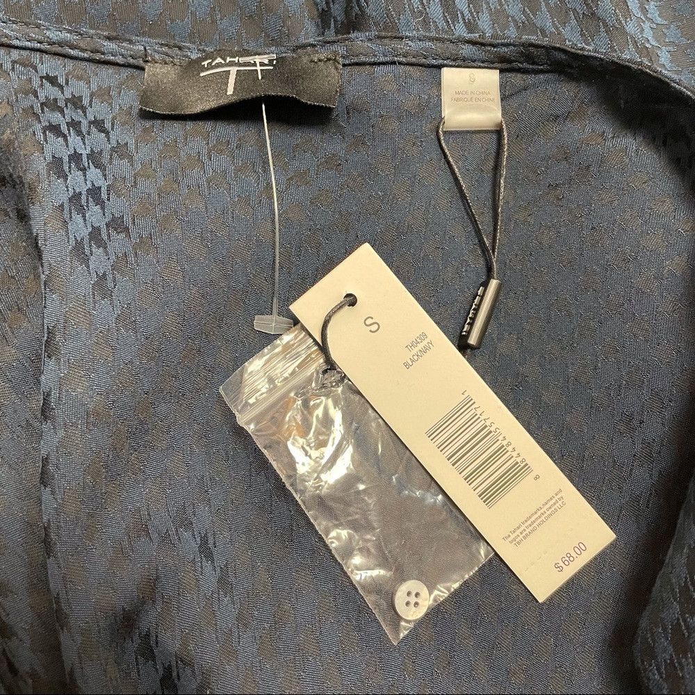 Elie Tahari NWT New Tahari Cowl Neck Blouse Blue Black Houndstooth Size Size S / US 4 / IT 40 - 5 Thumbnail